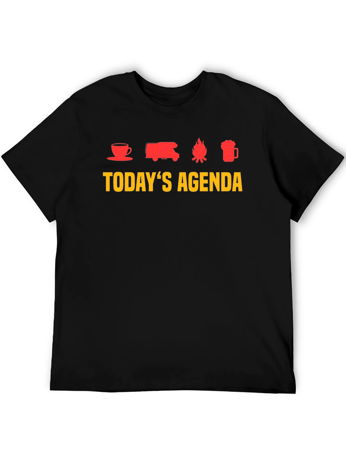 Todays Agenda T-Shirt - Coffee Camping Campfire Beer