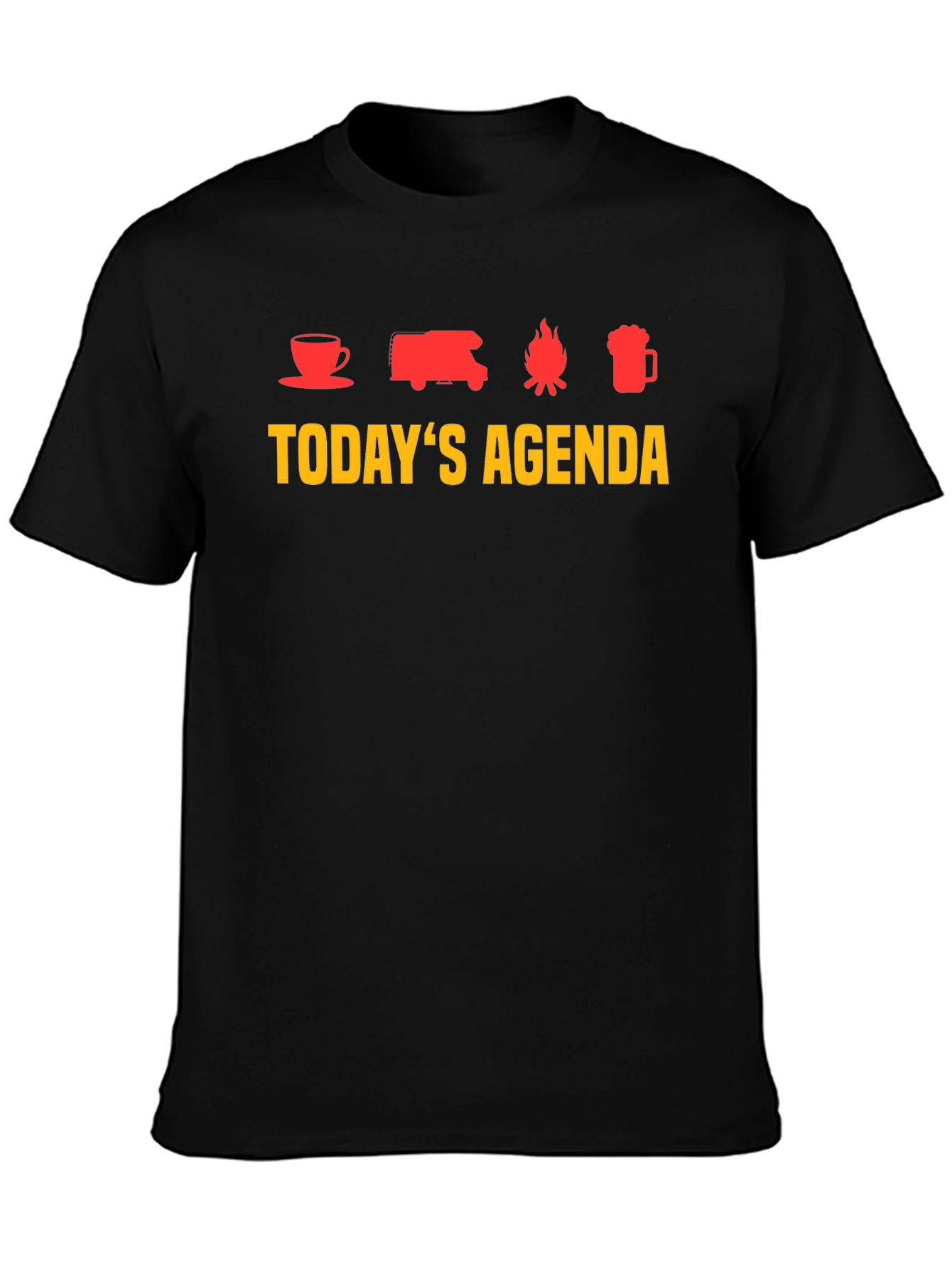 Todays Agenda T-Shirt - Coffee Camping Campfire Beer
