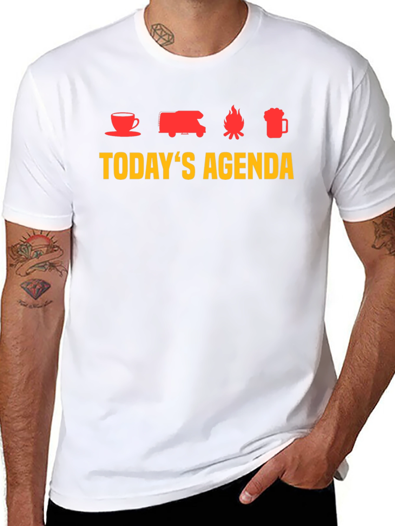 Todays Agenda T-Shirt - Coffee Camping Campfire Beer