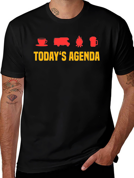 Todays Agenda T-Shirt - Coffee Camping Campfire Beer
