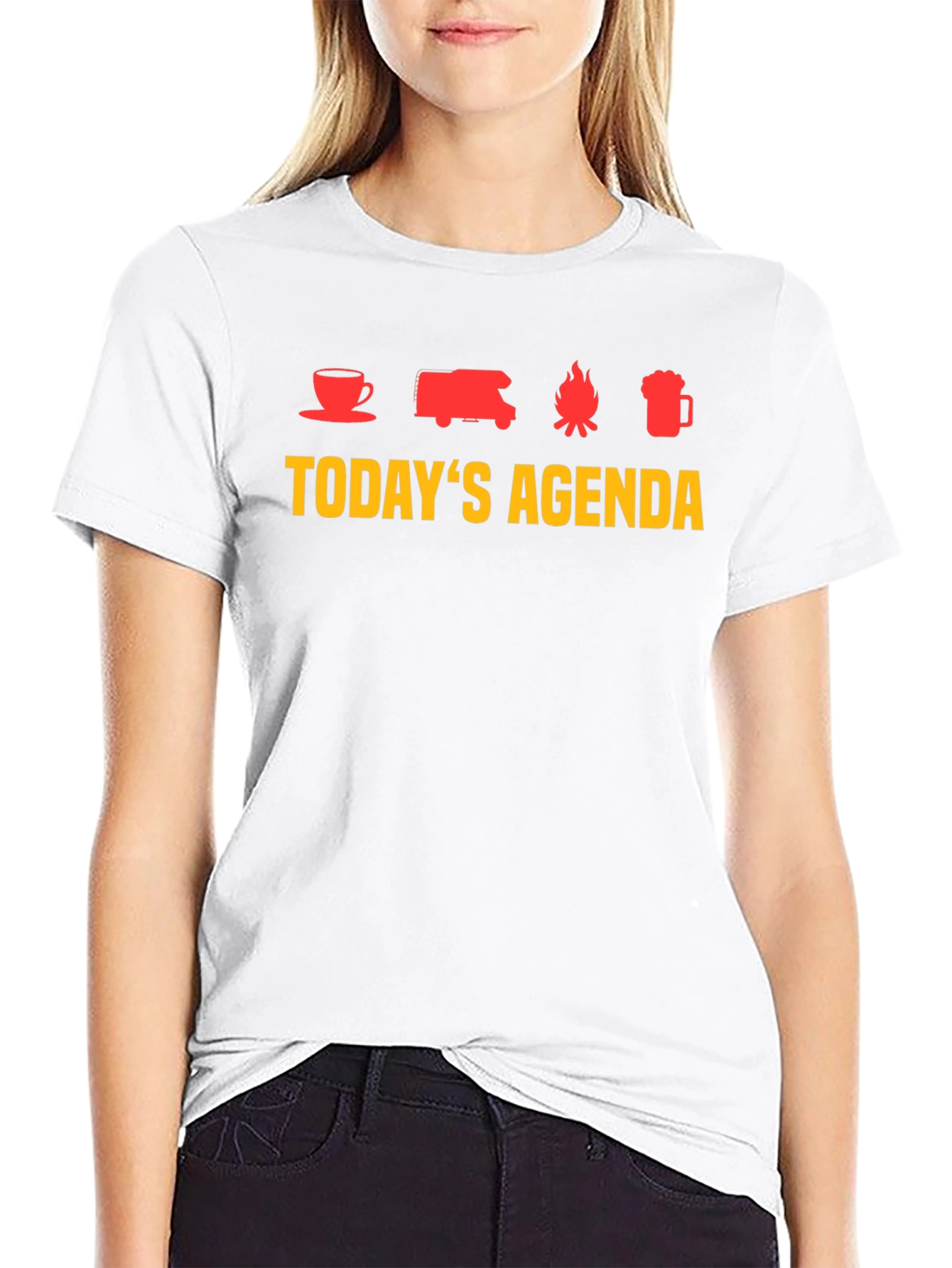 Todays Agenda T-Shirt - Coffee Camping Campfire Beer