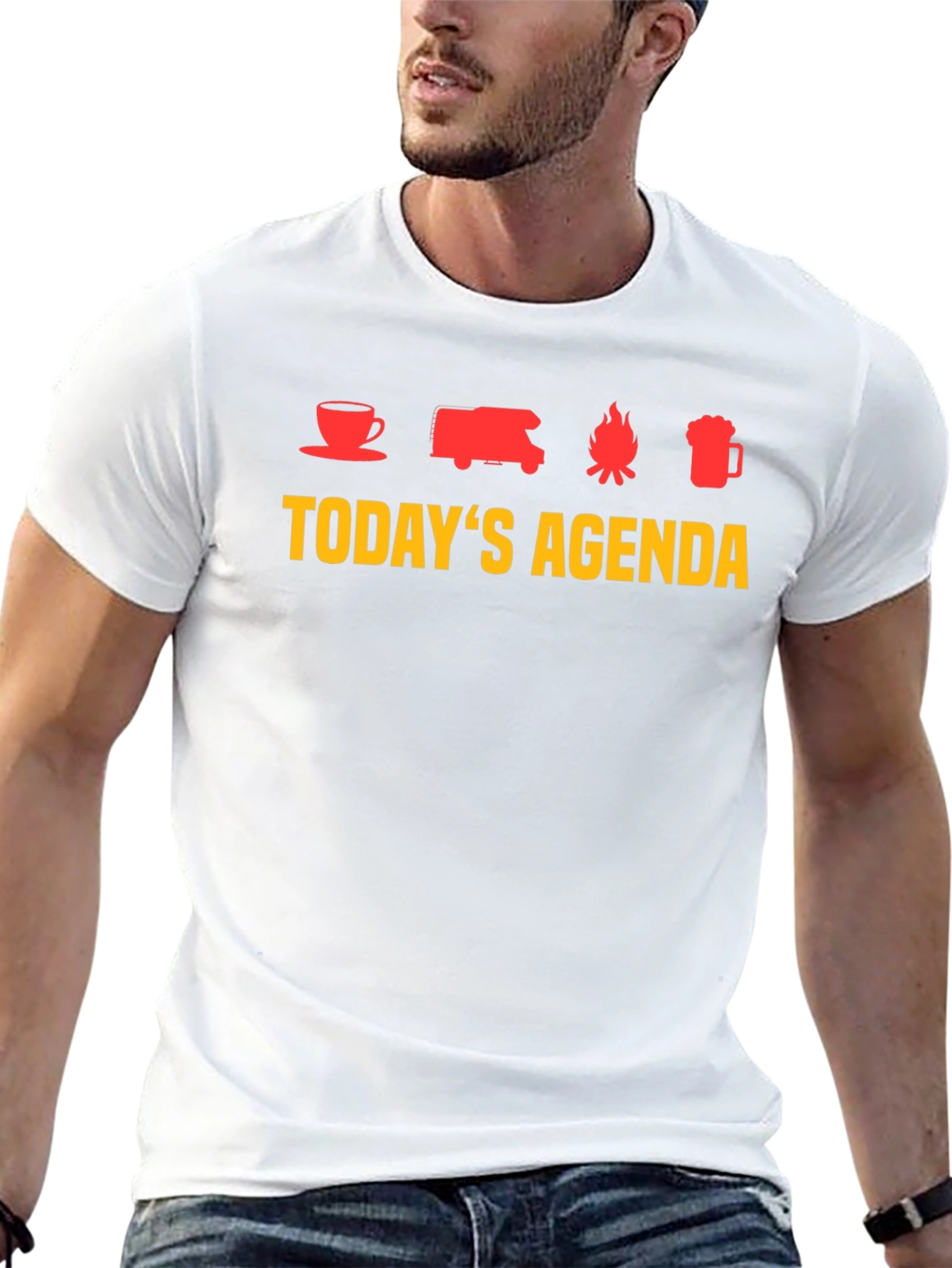Todays Agenda T-Shirt - Coffee Camping Campfire Beer