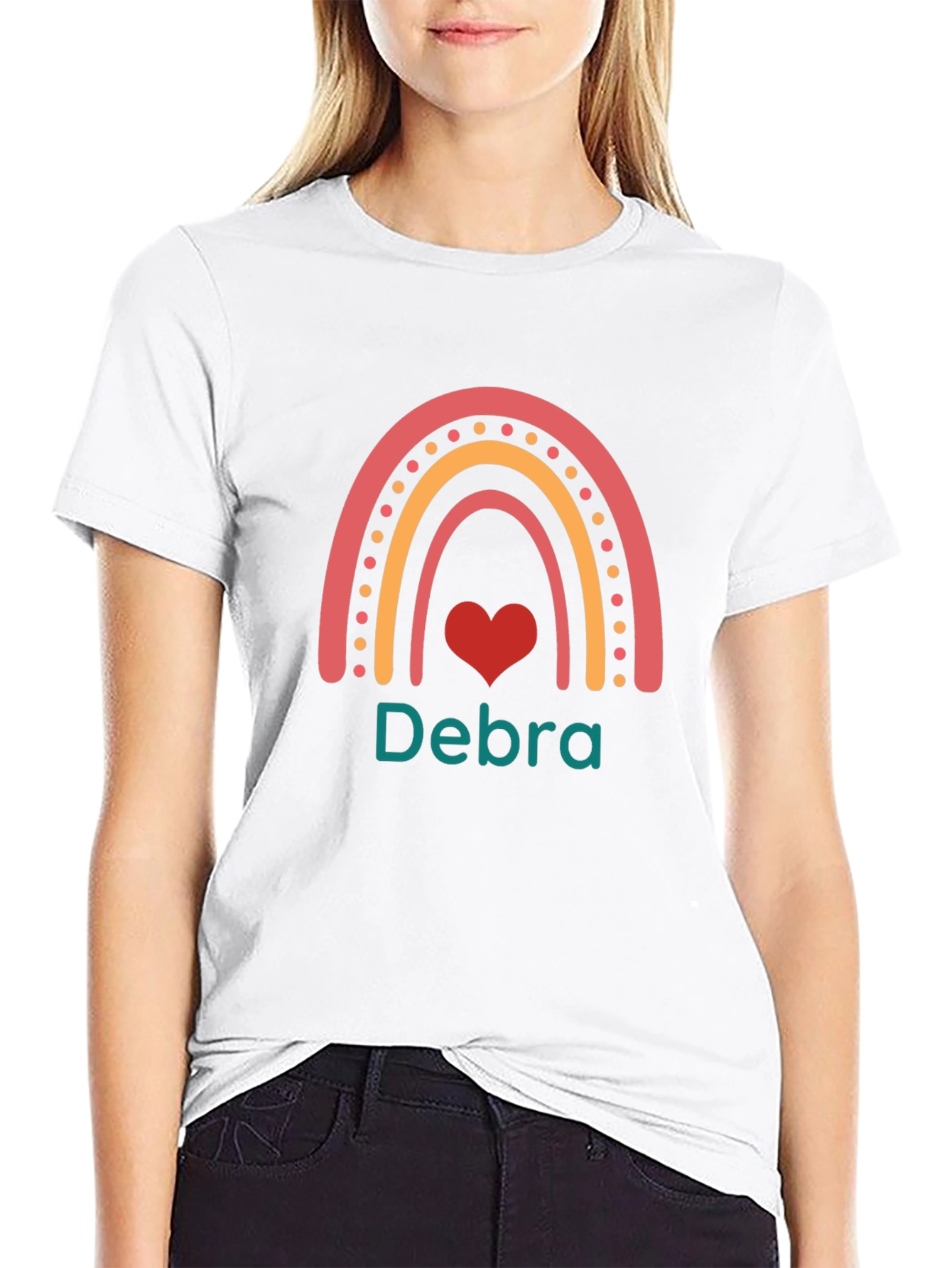 Debra Rainbow Heart Personalized T-Shirt