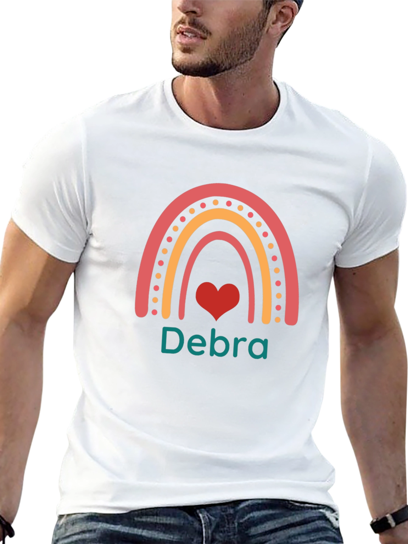 Debra Rainbow Heart Personalized T-Shirt