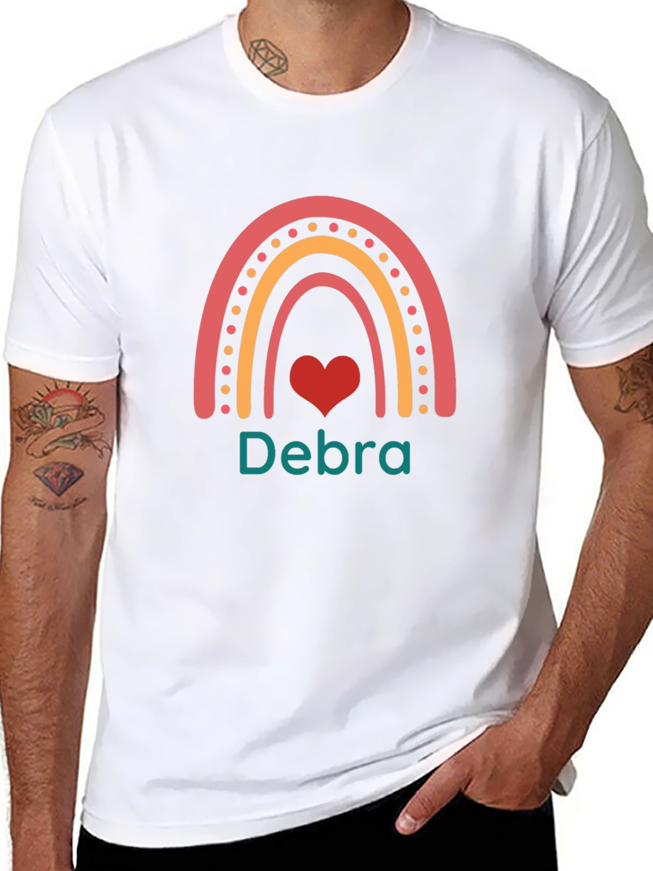 Debra Rainbow Heart Personalized T-Shirt