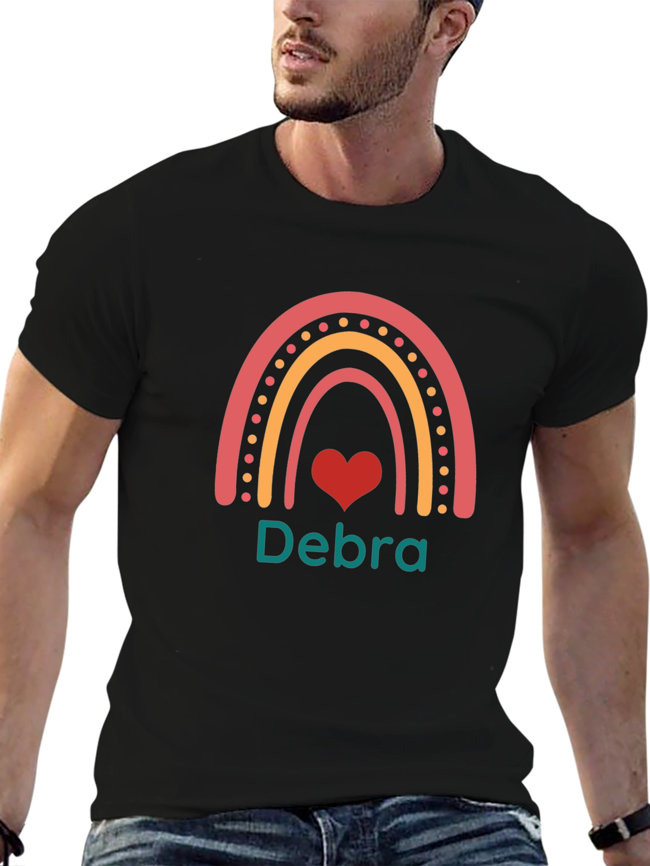 Debra Rainbow Heart Personalized T-Shirt