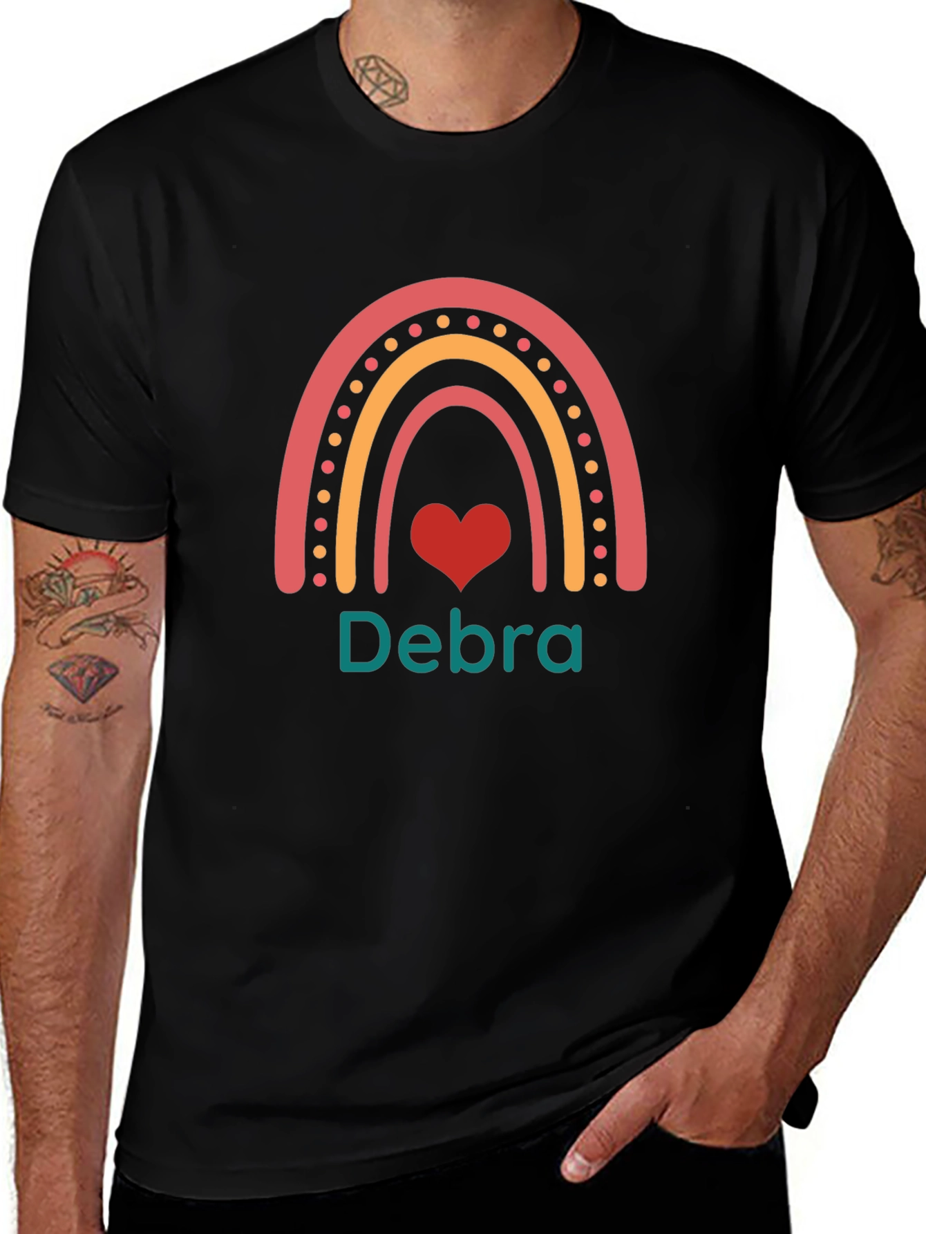 Debra Rainbow Heart Personalized T-Shirt