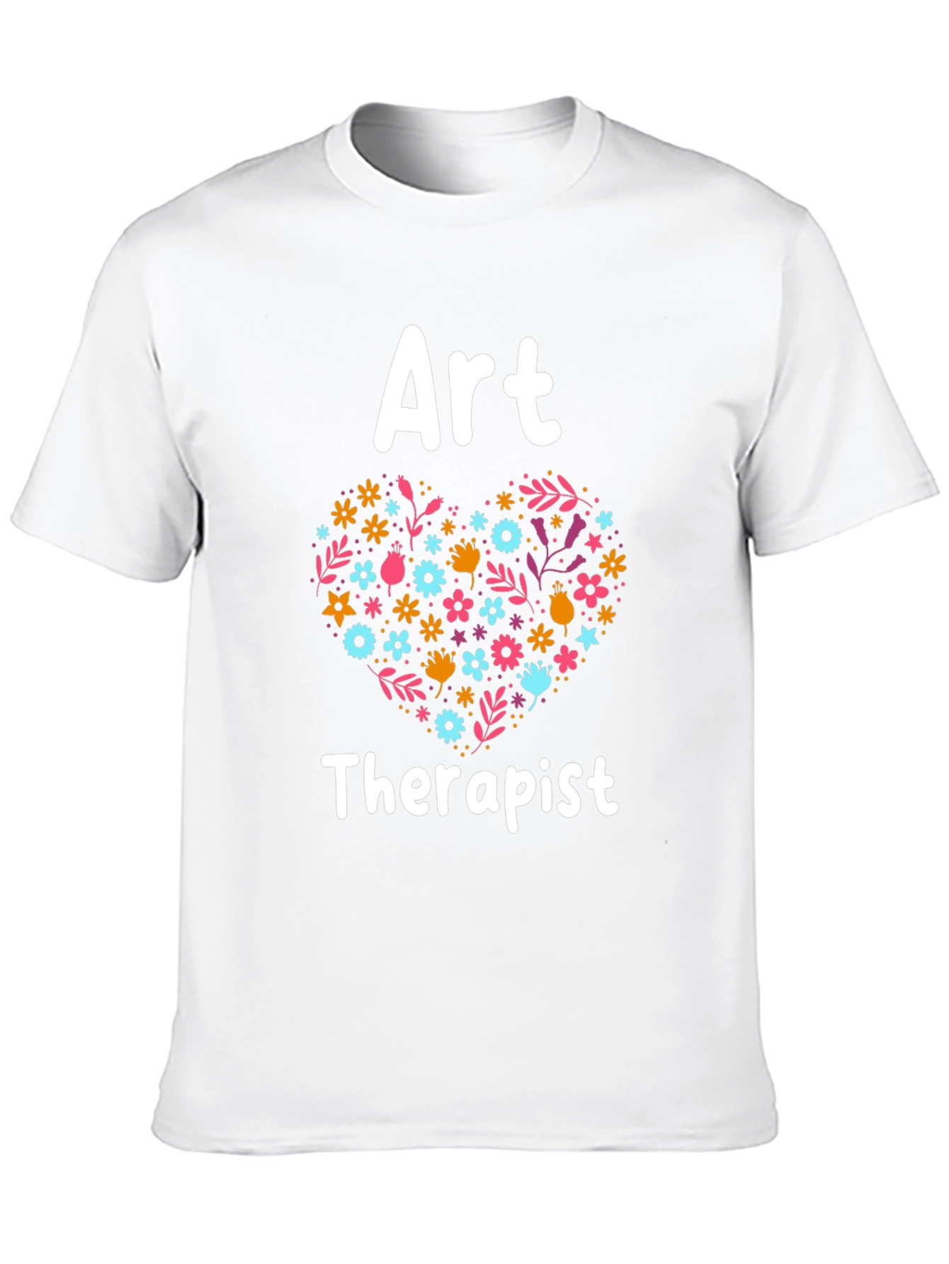 Art Therapist Floral Heart Graphic Tee - Black