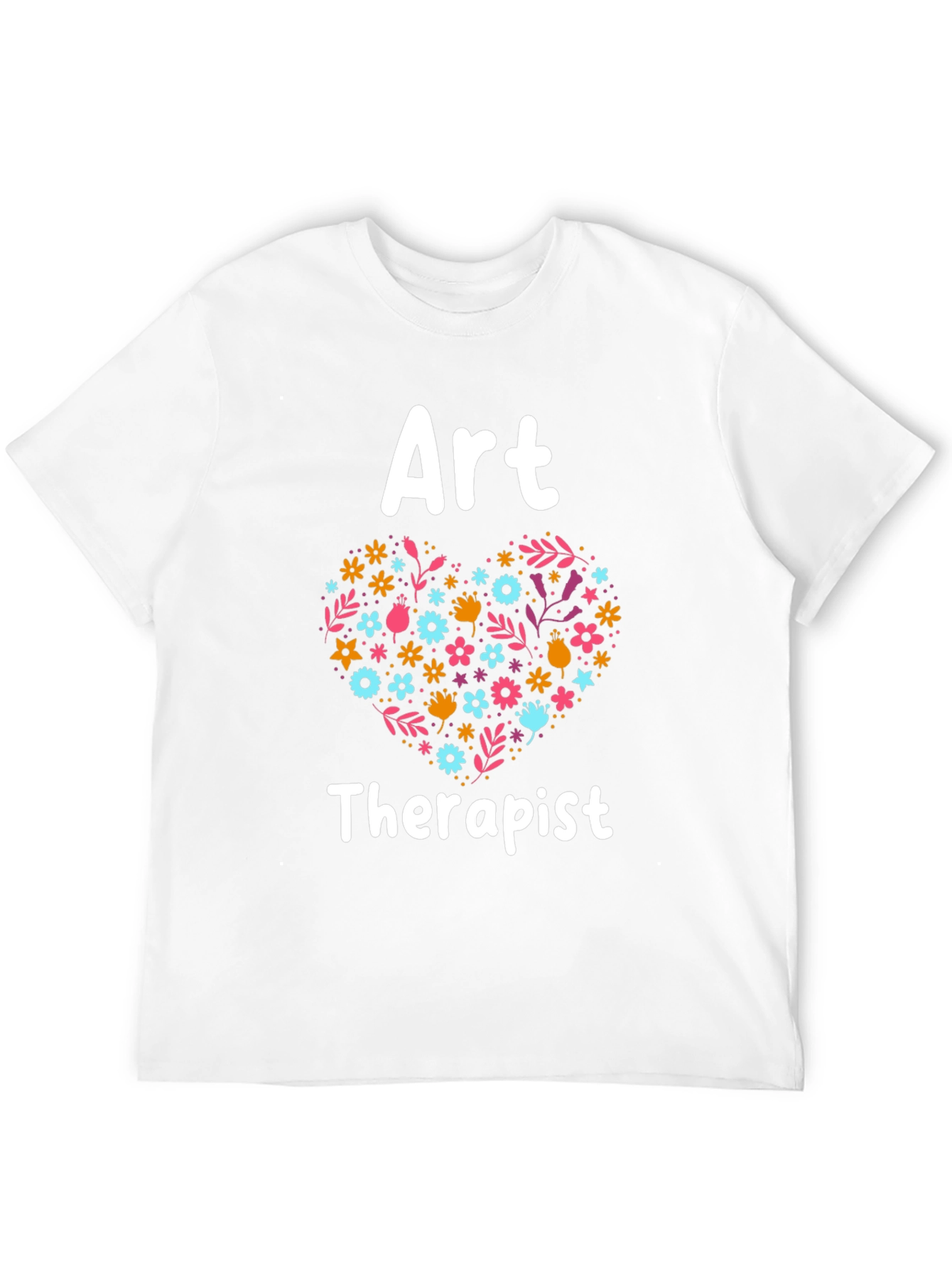 Art Therapist Floral Heart Graphic Tee - Black