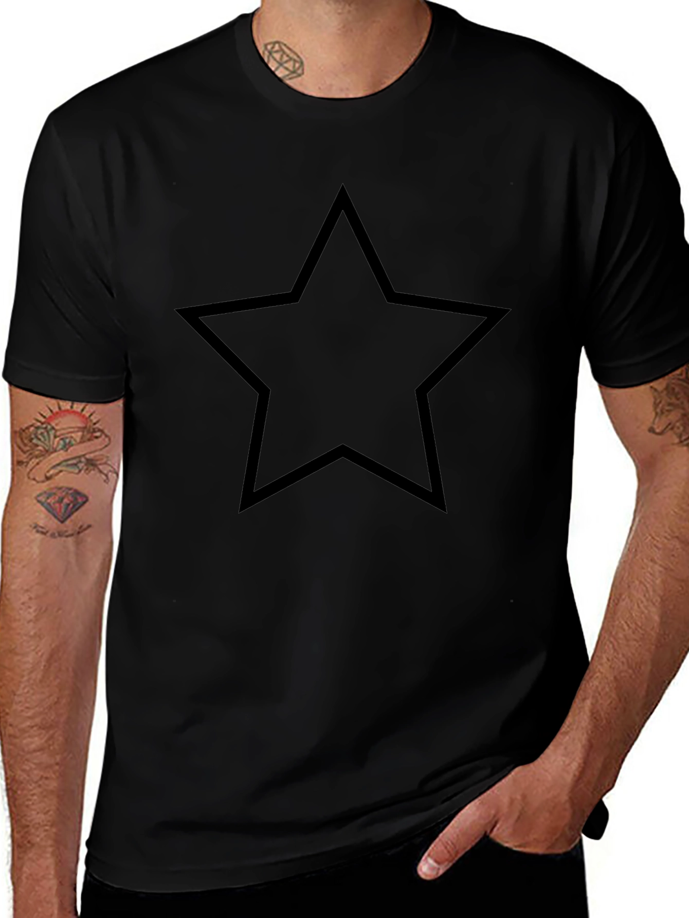 Black Star Graphic Tee - Mens Casual Top