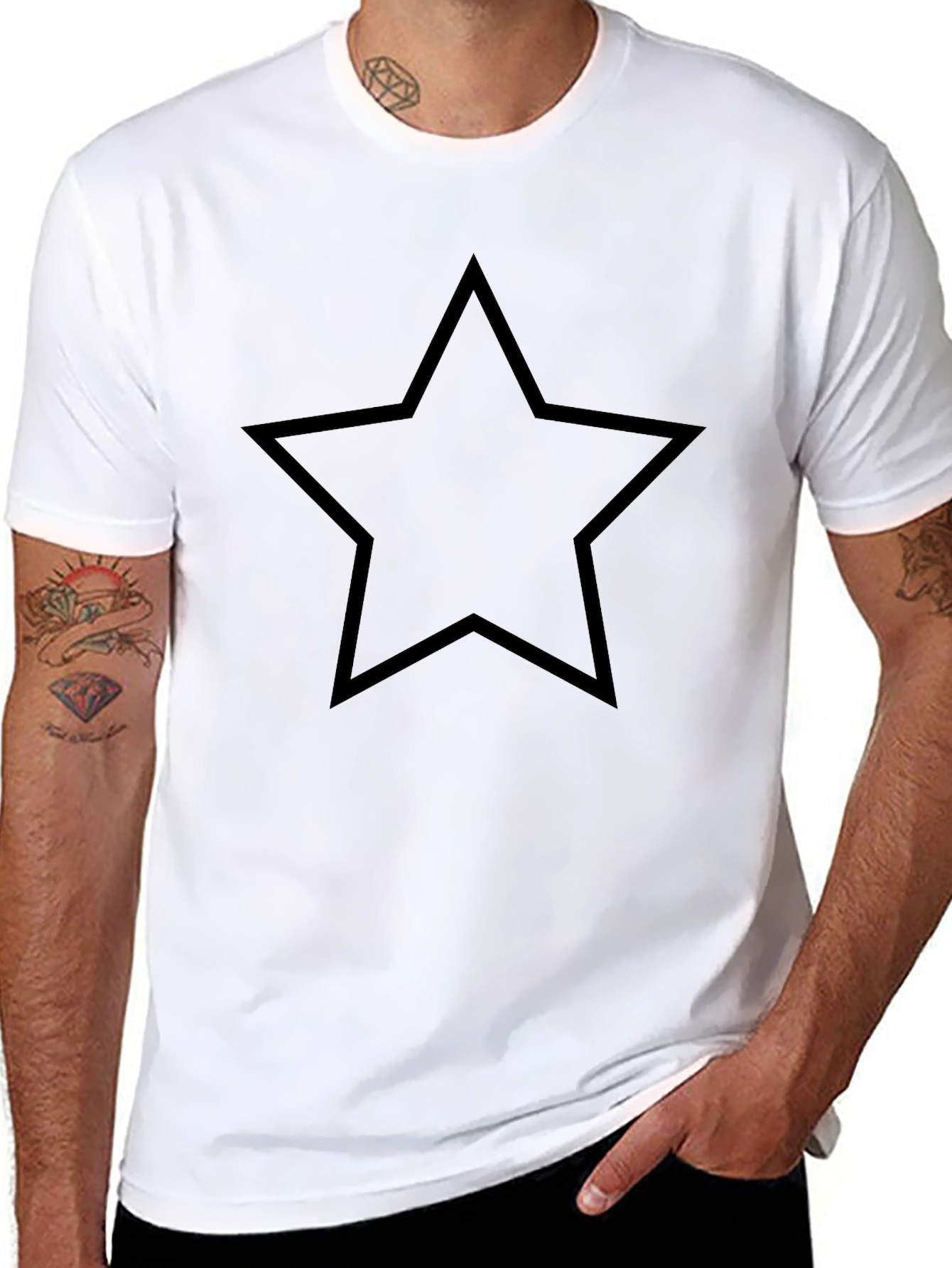 Black Star Graphic Tee - Mens Casual Top