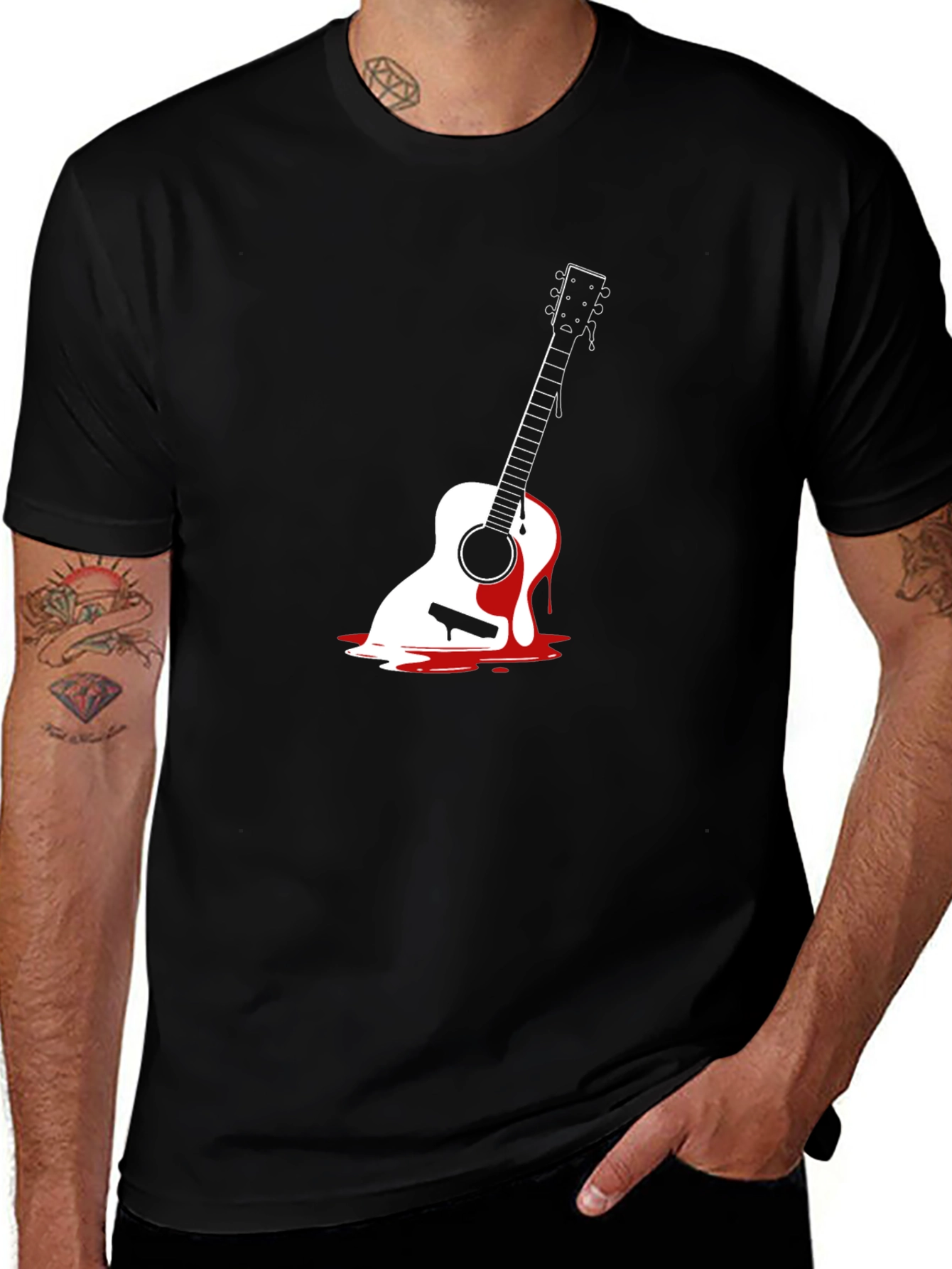 Melting Guitar Graphic Tee - Black
