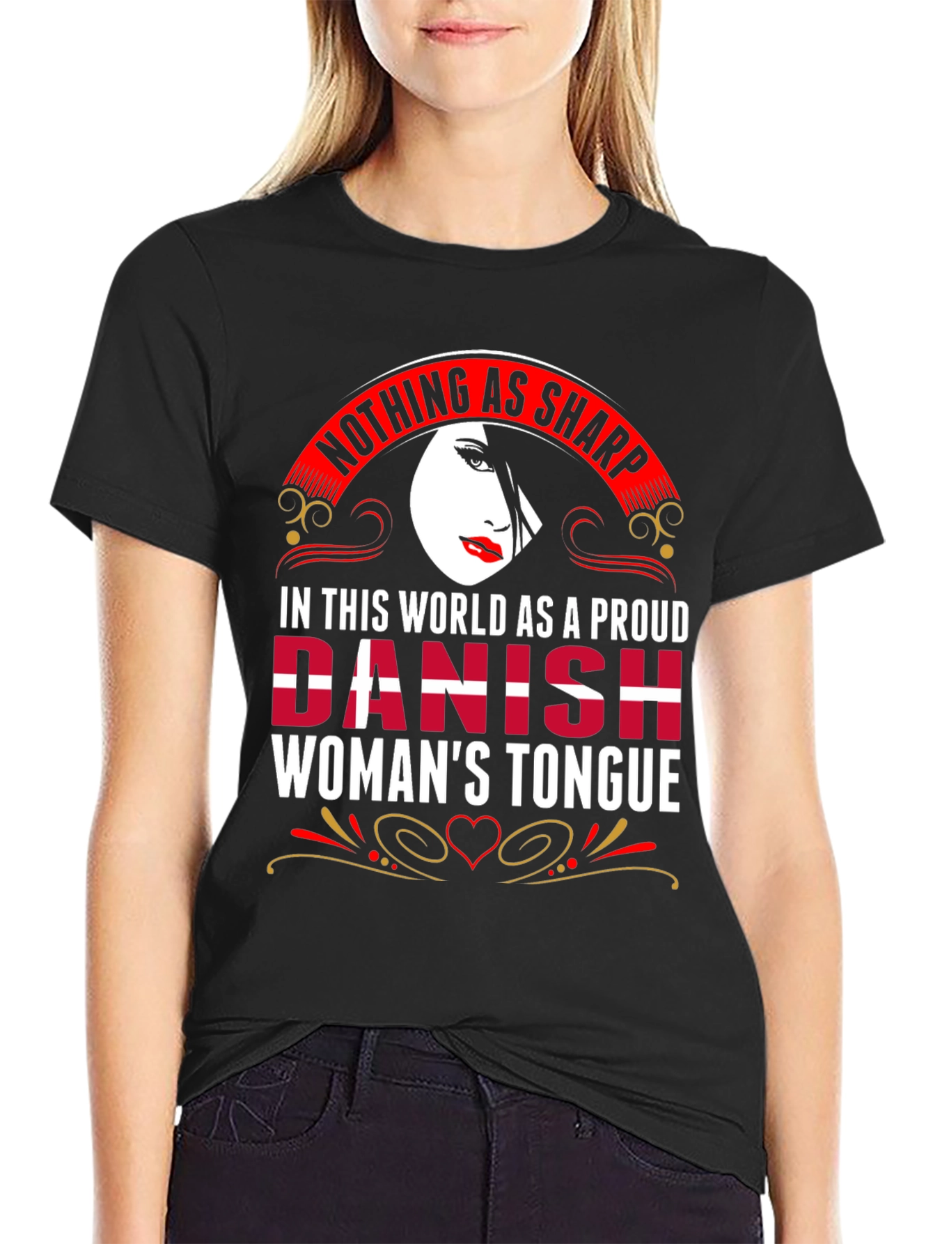 Proud Danish Womans Tongue Graphic Tee