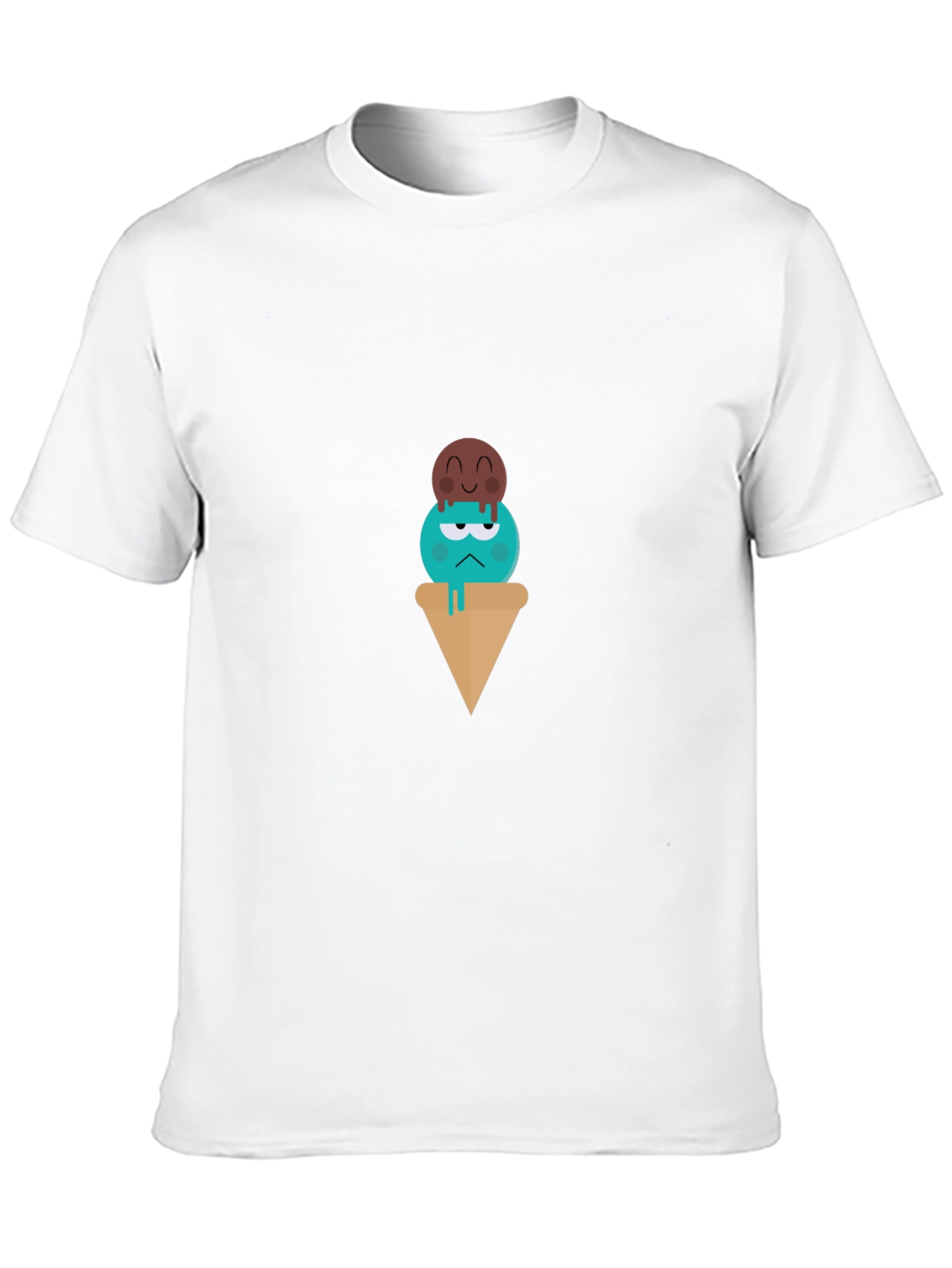 Cartoon Ice Cream Graphic Tee - Unisex Black T-Shirt