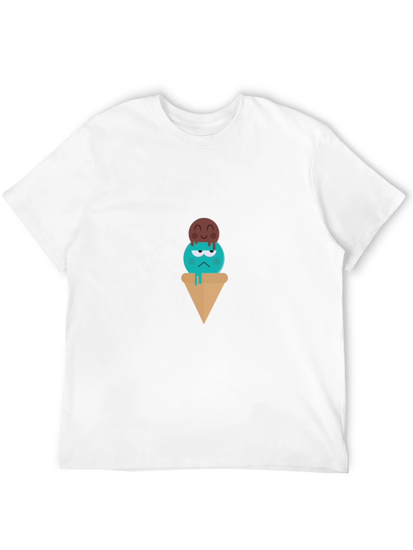 Cartoon Ice Cream Graphic Tee - Unisex Black T-Shirt