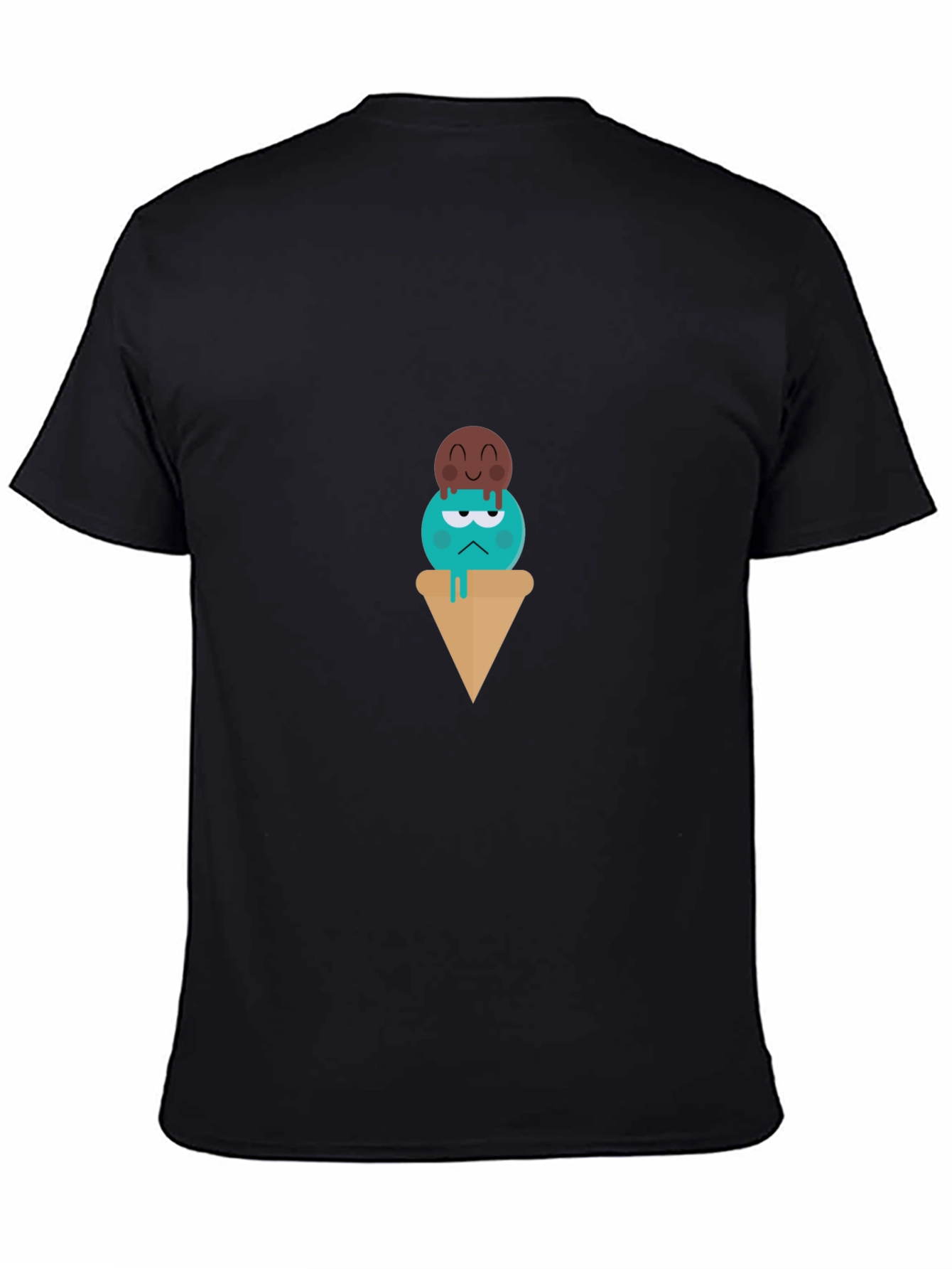 Cartoon Ice Cream Graphic Tee - Unisex Black T-Shirt