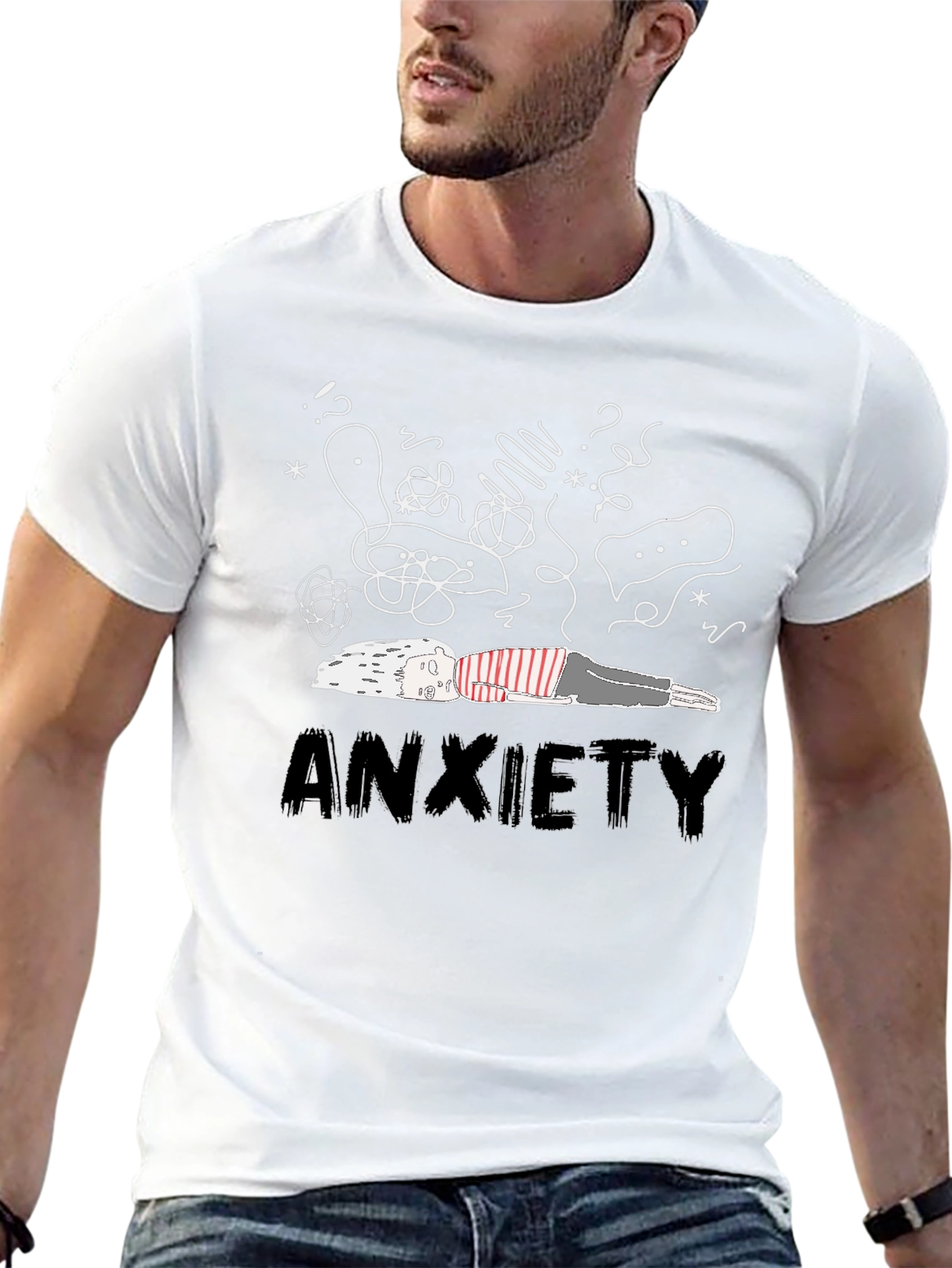 Anxiety Graphic Tee - Unisex Black Cotton T-Shirt