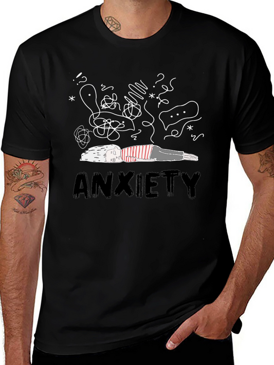 Anxiety Graphic Tee - Unisex Black Cotton T-Shirt