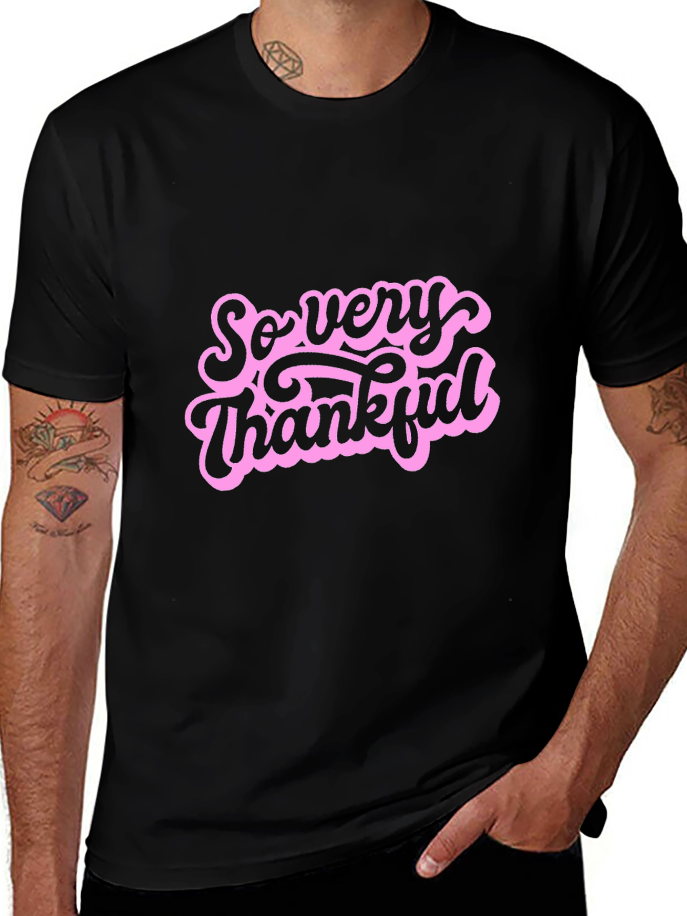 So Very Thankful Graphic Tee - Black