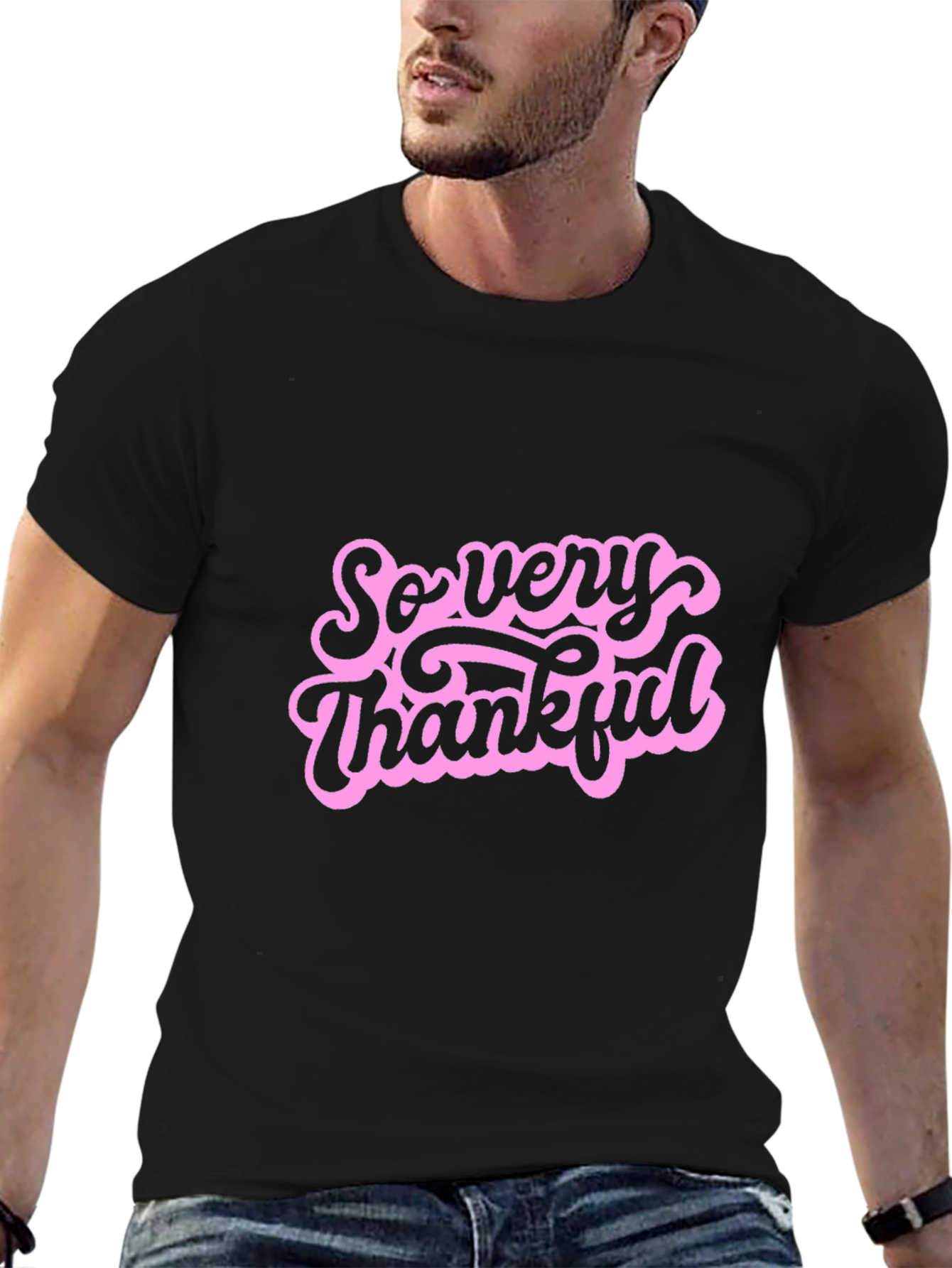 So Very Thankful Graphic Tee - Black