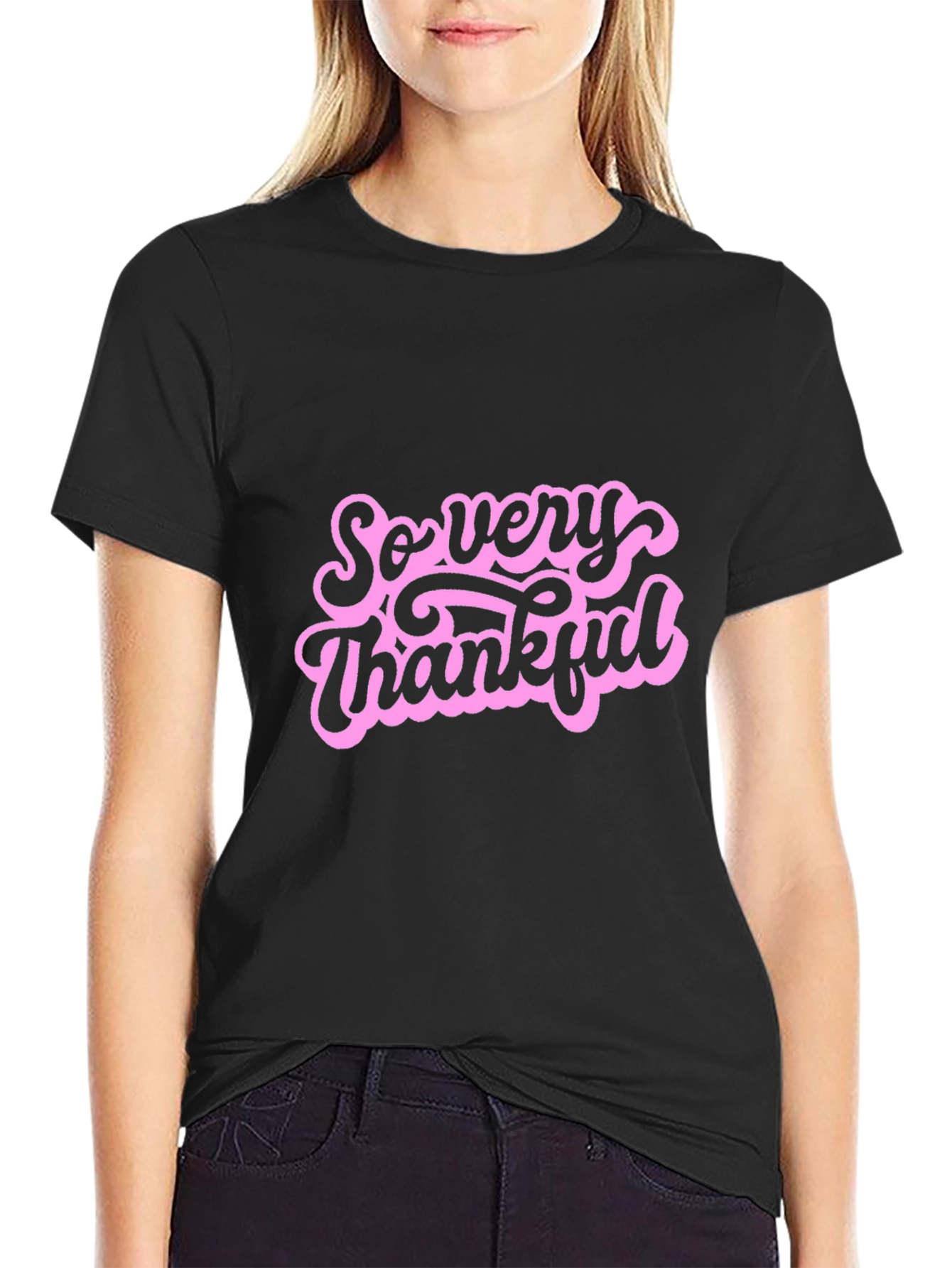 So Very Thankful Graphic Tee - Black