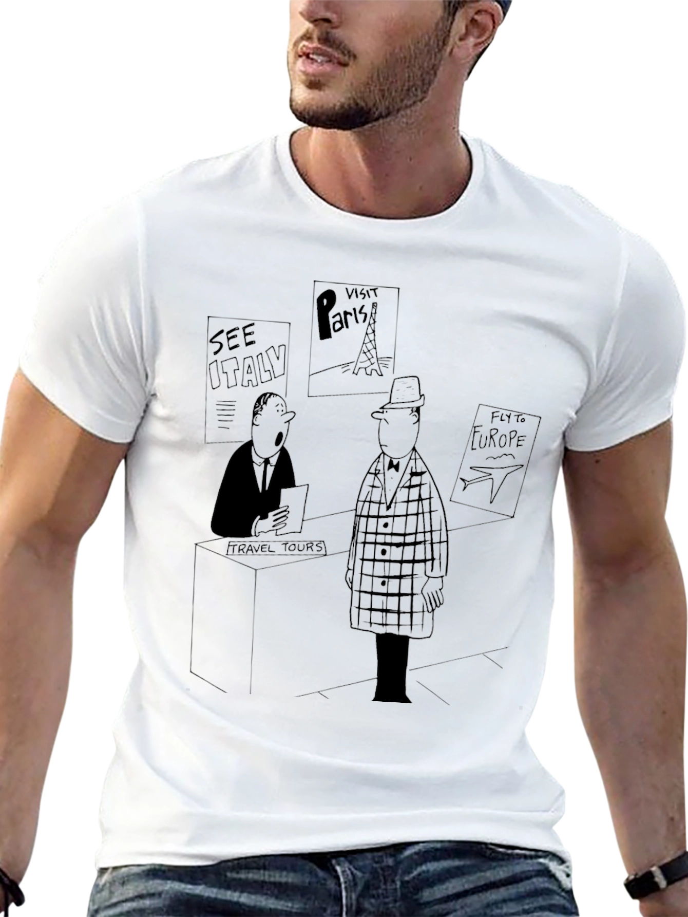 Travel Cartoon Black T-Shirt