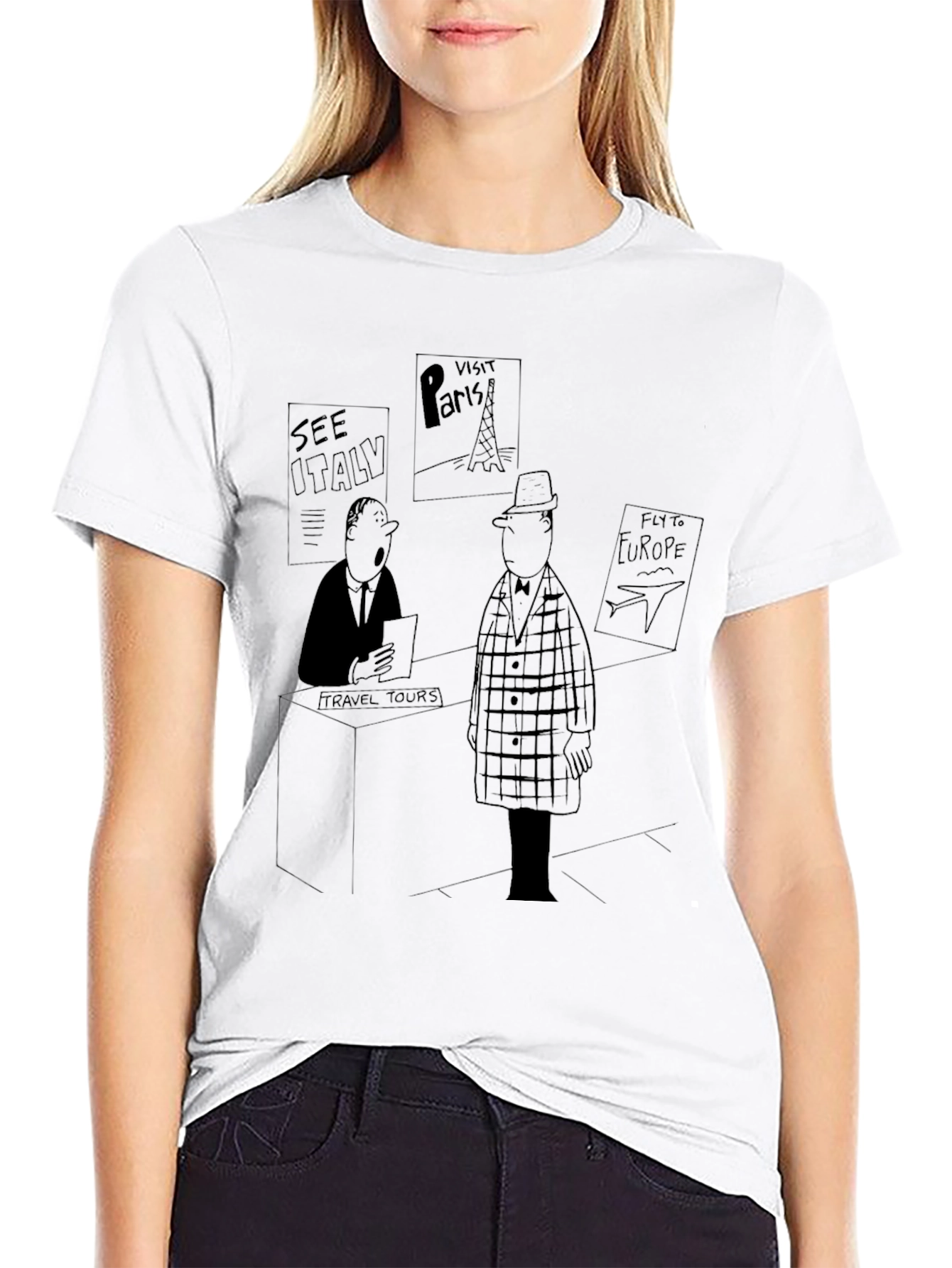 Travel Cartoon Black T-Shirt