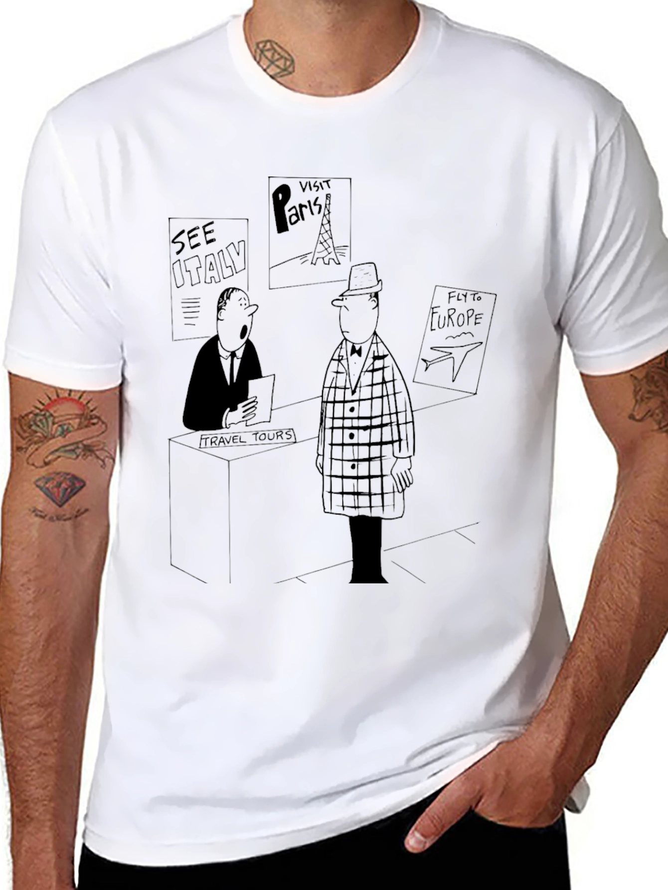 Travel Cartoon Black T-Shirt