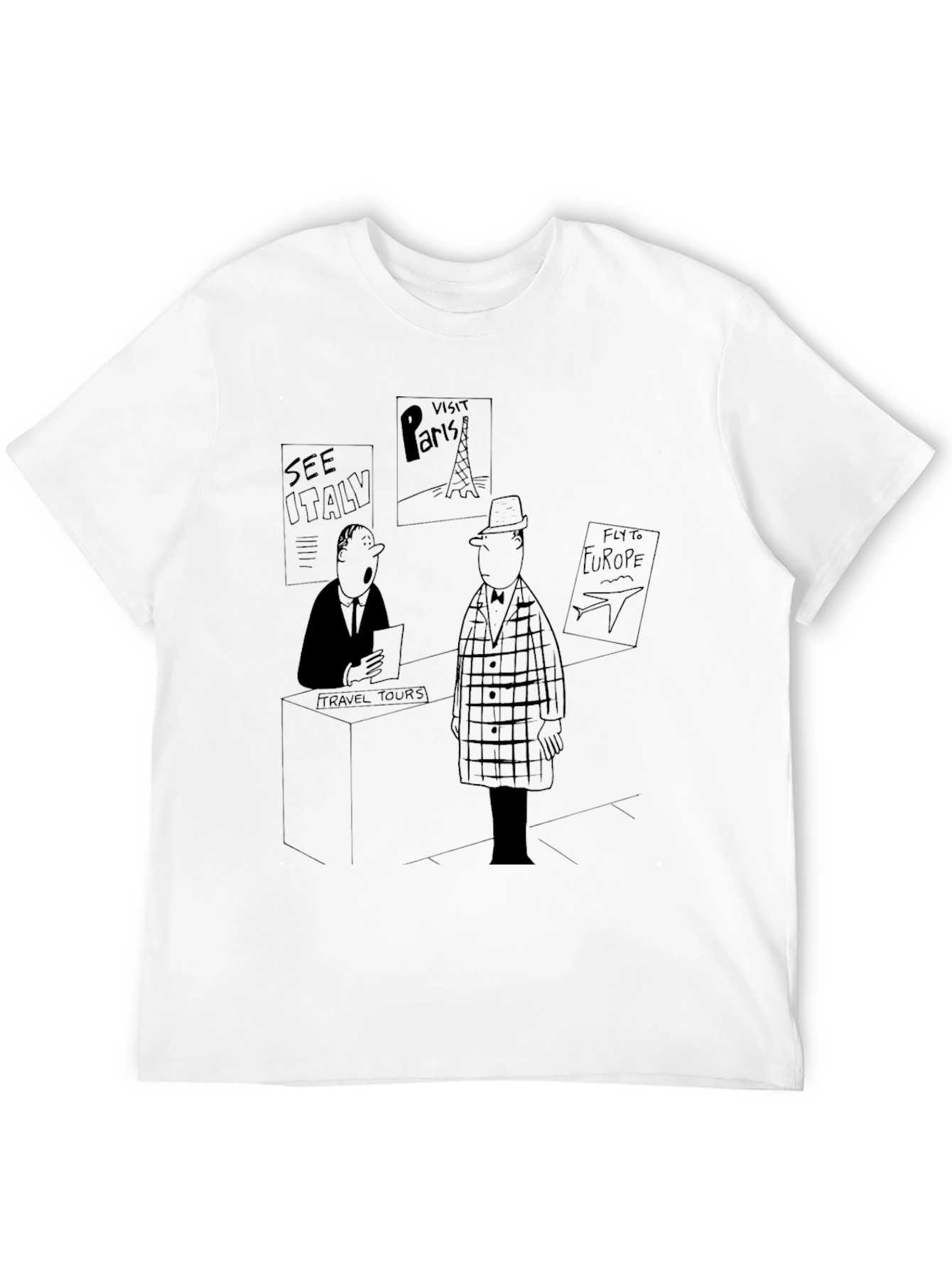 Travel Cartoon Black T-Shirt