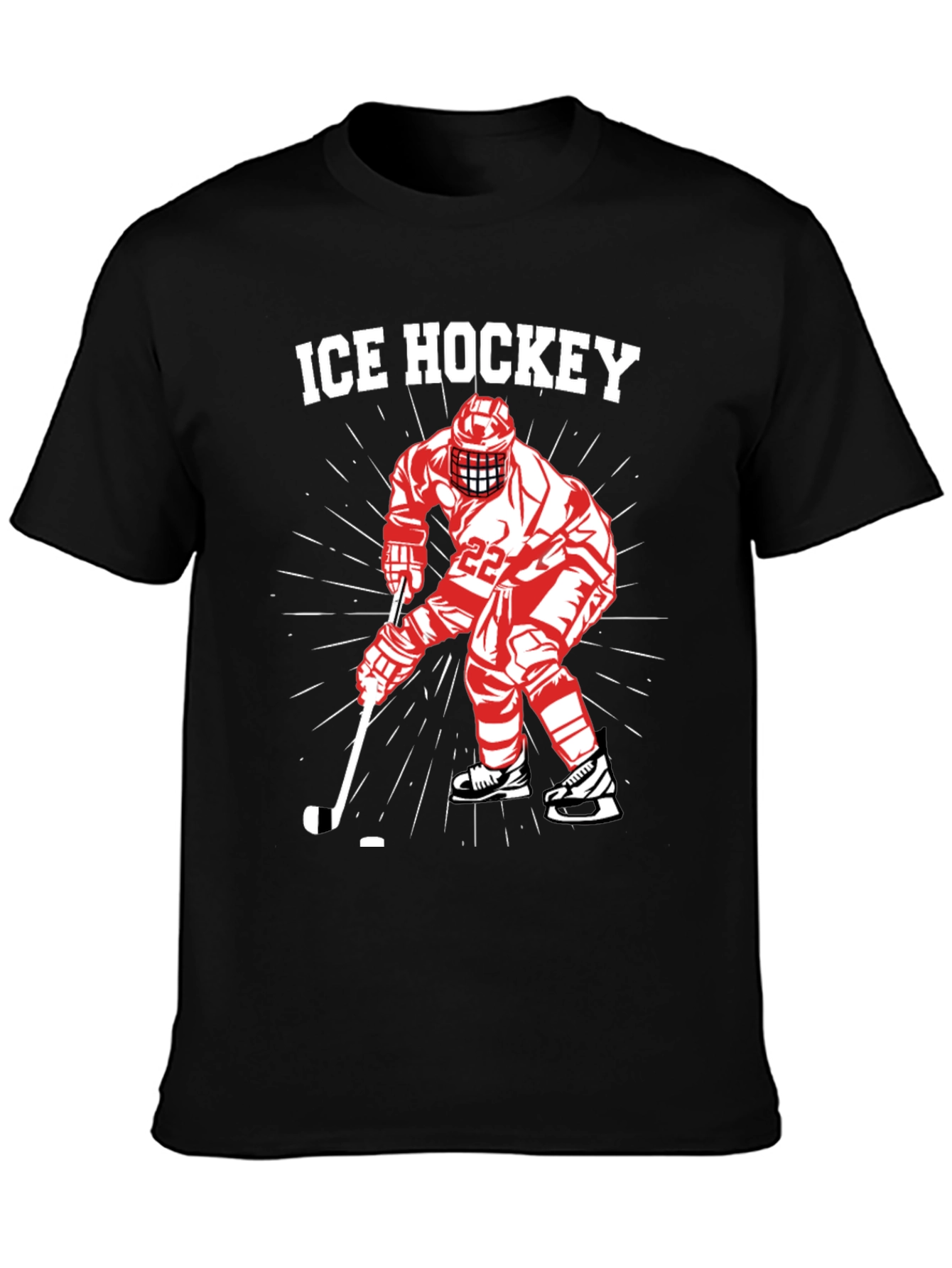 Ice Hockey Player Graphic Tee - Black