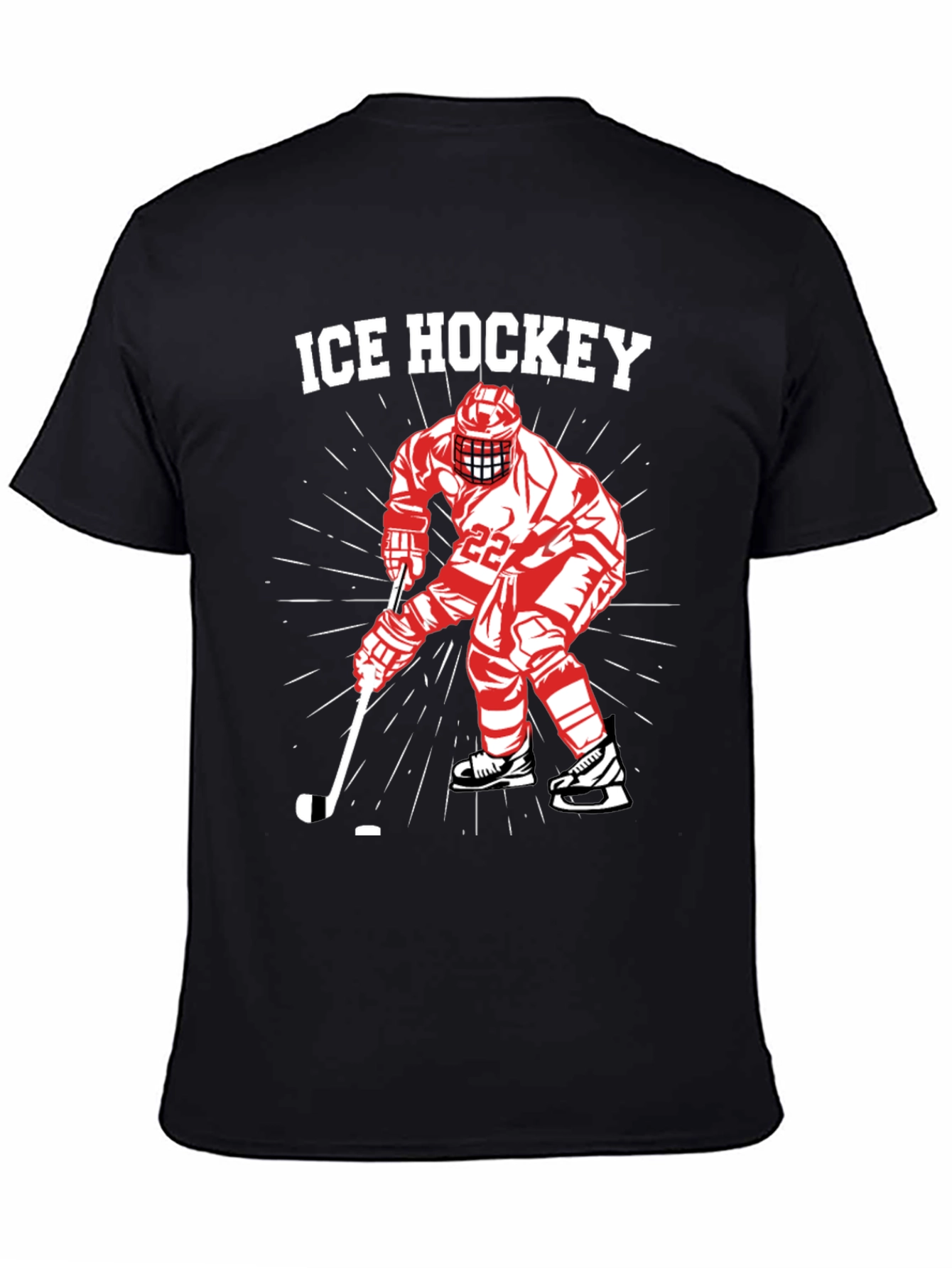 Ice Hockey Player Graphic Tee - Black