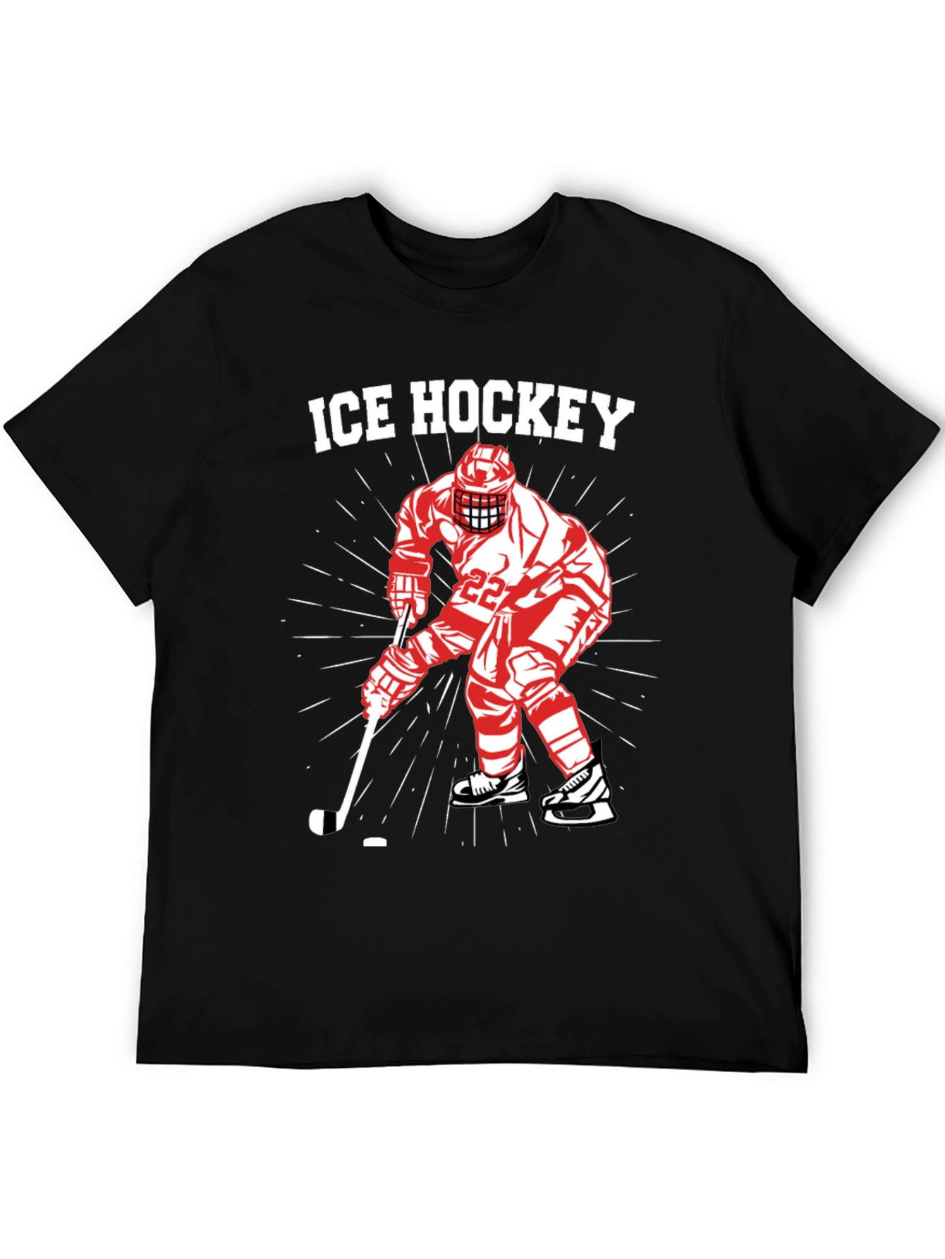 Ice Hockey Player Graphic Tee - Black