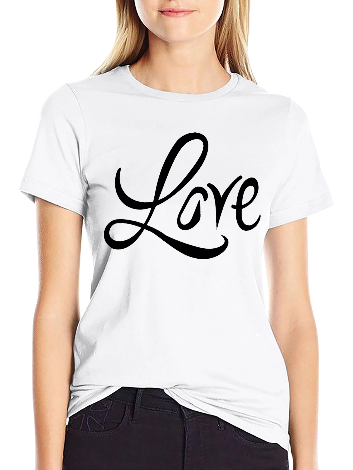 Love Script Black T-Shirt - Stylish Casual Tee