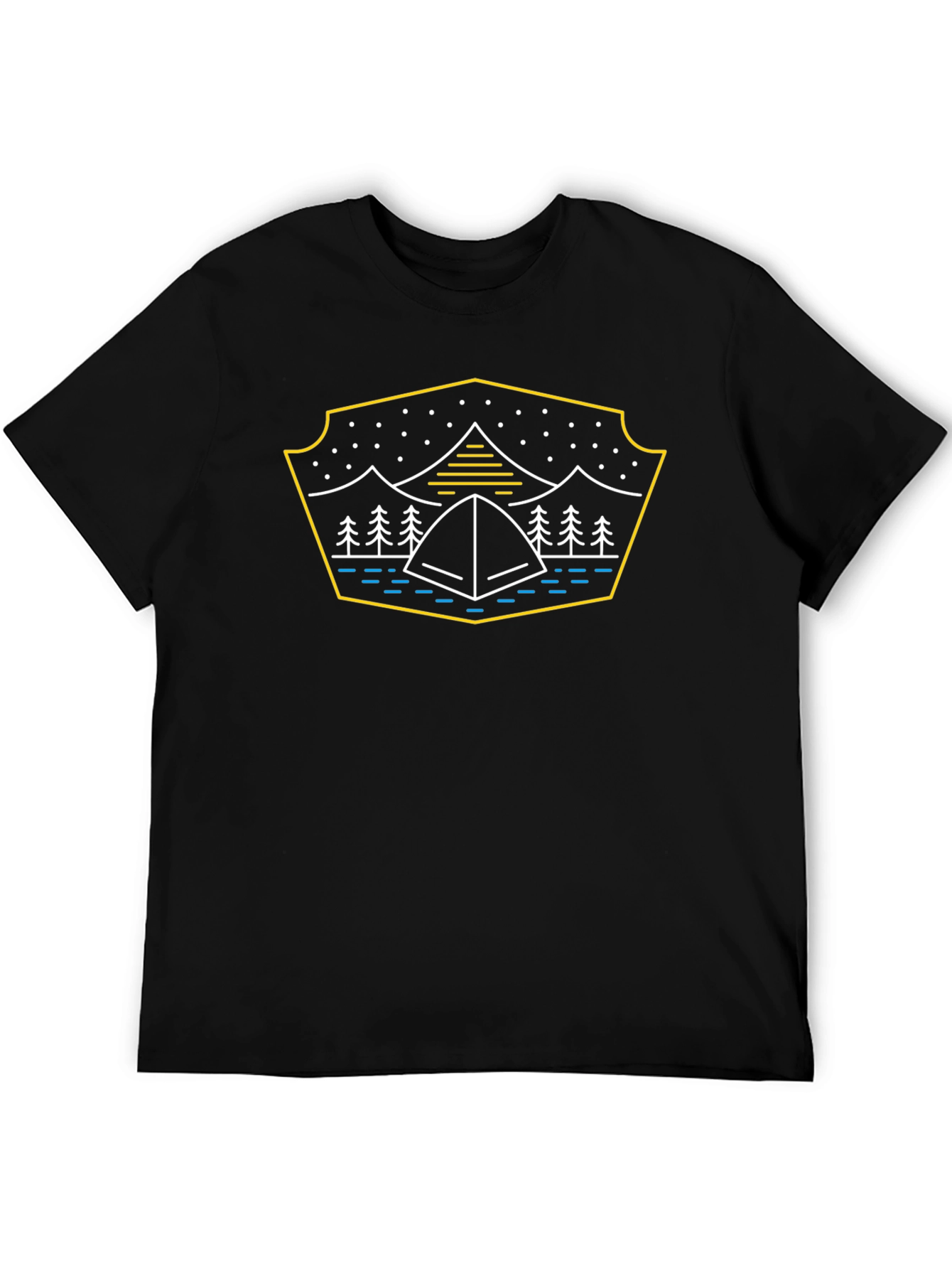 Camping Tent Graphic T-Shirt - Black