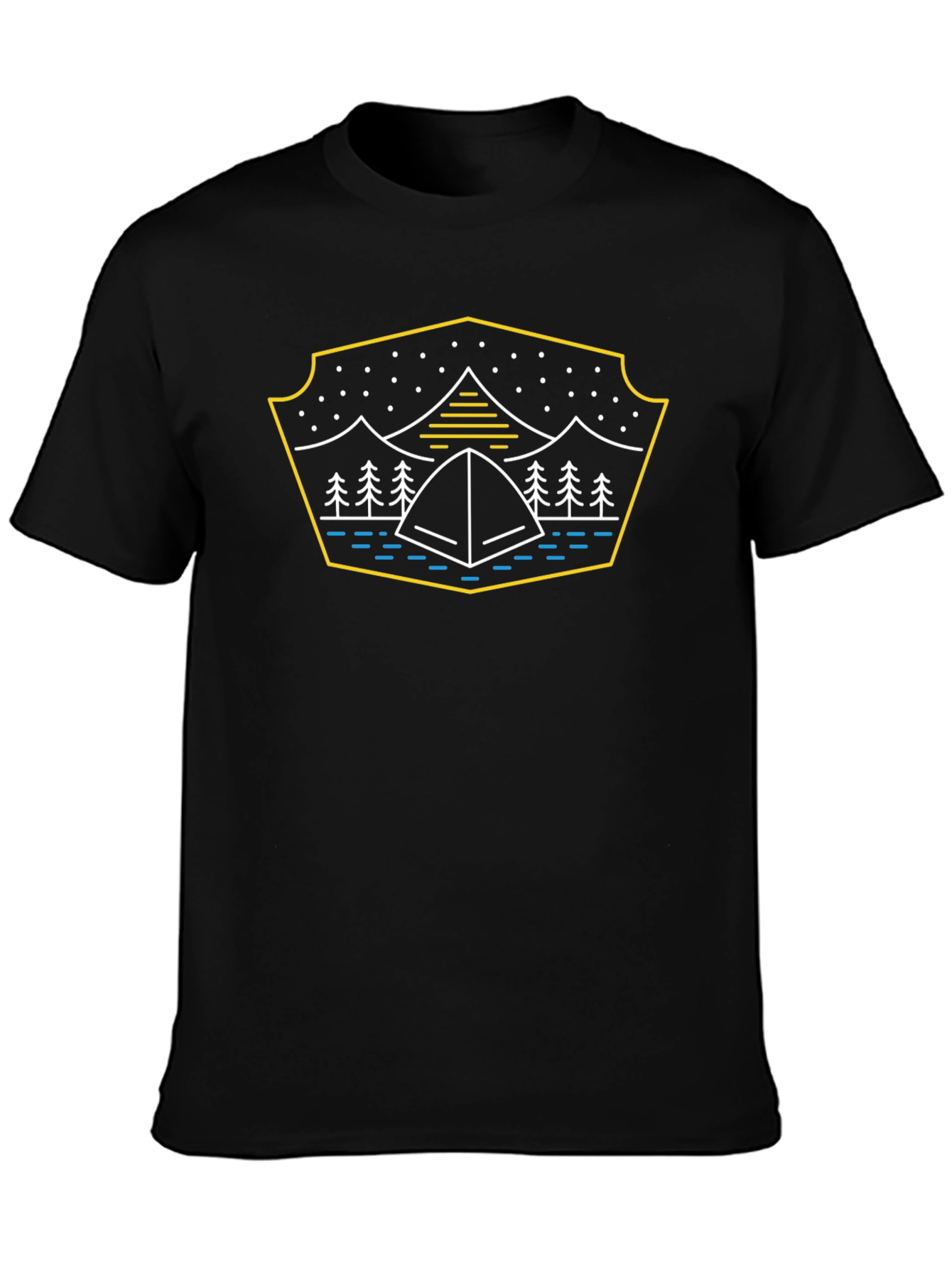 Camping Tent Graphic T-Shirt - Black
