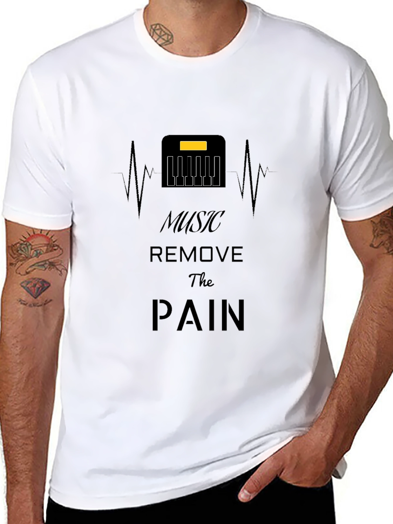 Music Removes the Pain Black Graphic Tee