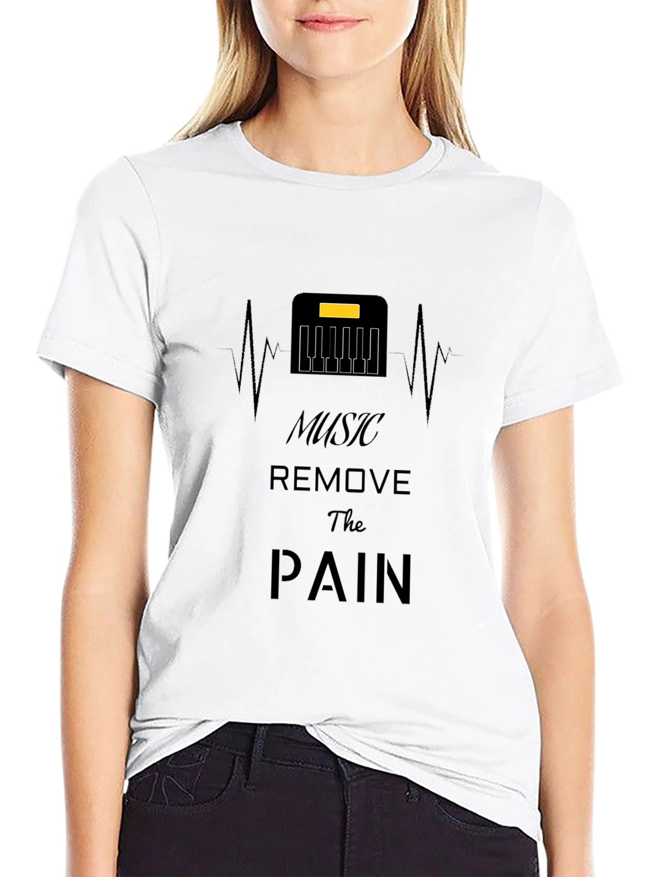 Music Removes the Pain Black Graphic Tee
