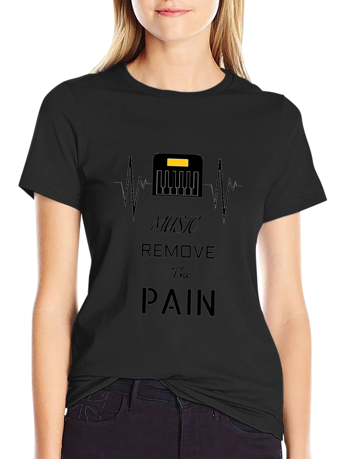 Music Removes the Pain Black Graphic Tee