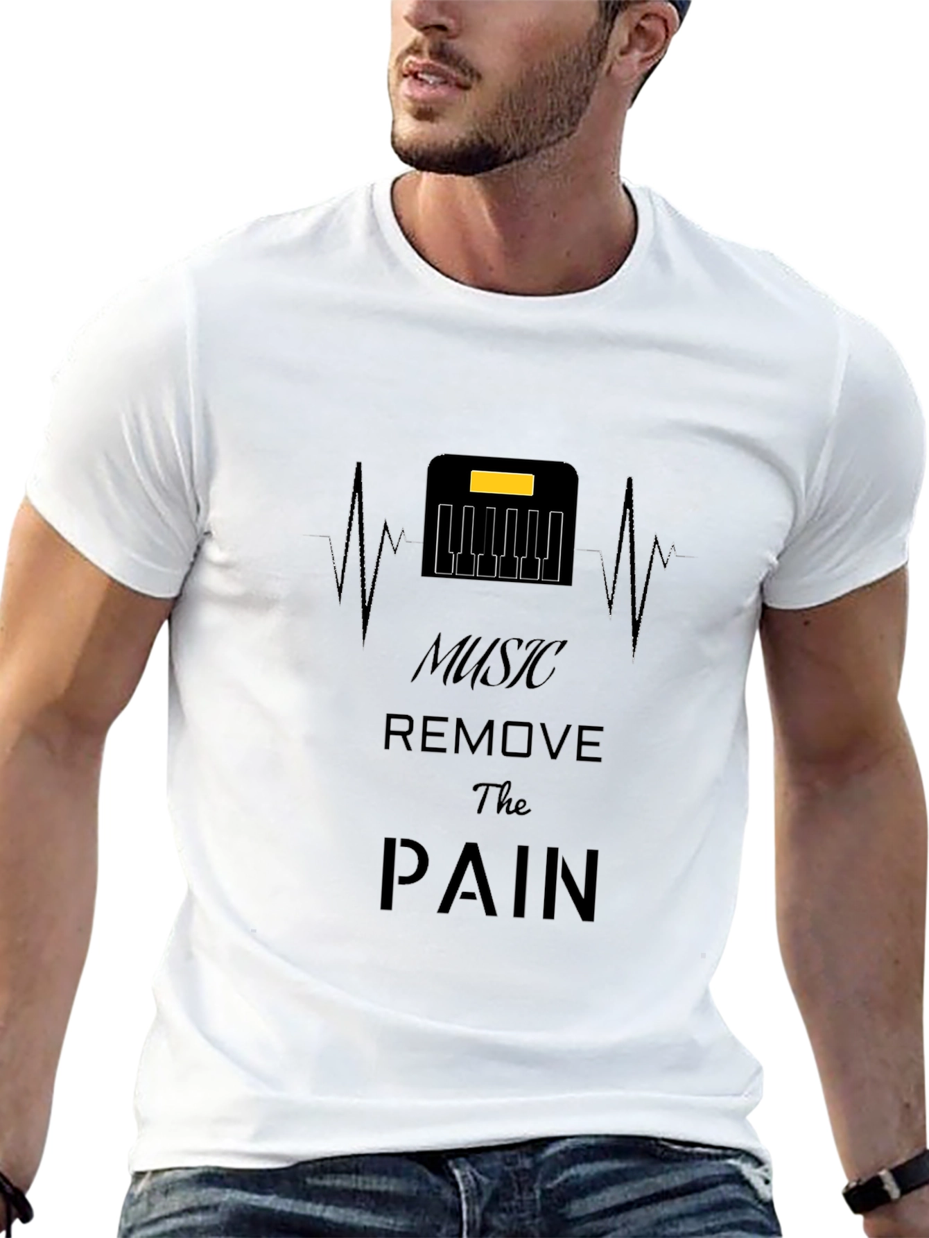 Music Removes the Pain Black Graphic Tee