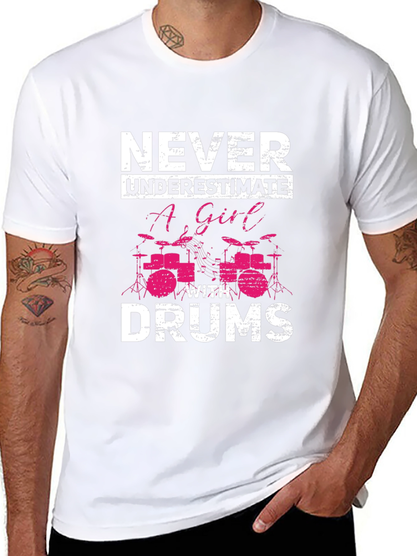 Never Underestimate A Girl With Drums T-Shirt