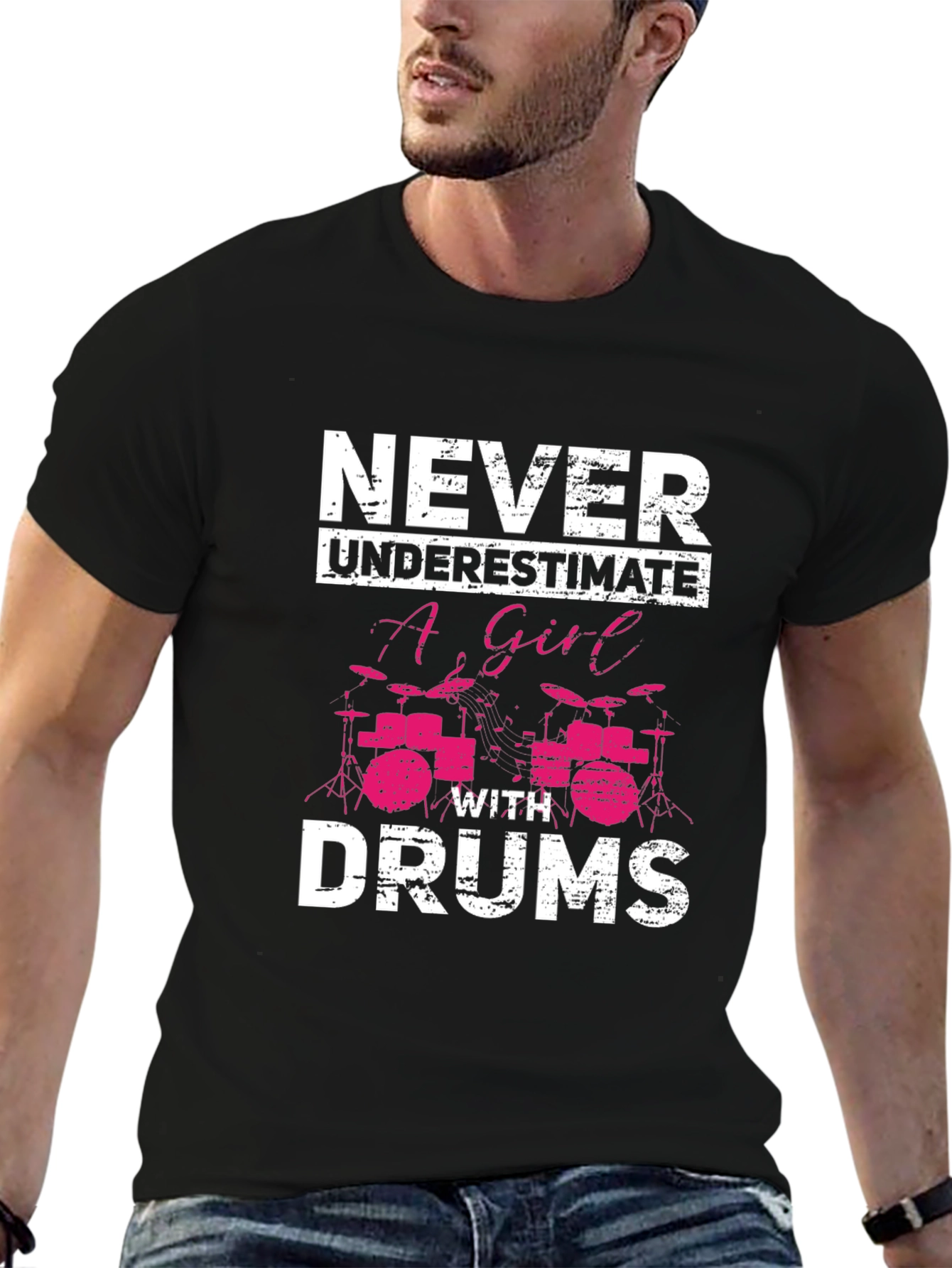 Never Underestimate A Girl With Drums T-Shirt