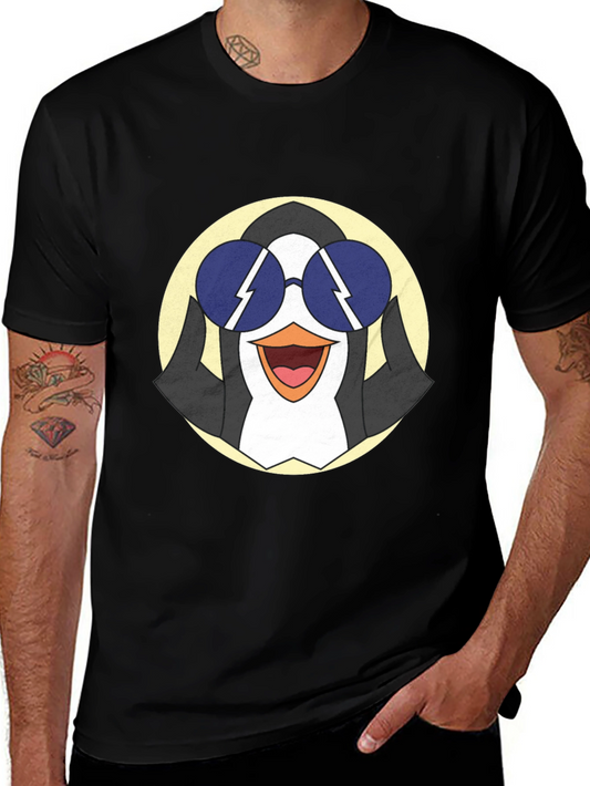 Cool Penguin Graphic Tee - Black Cotton T-Shirt