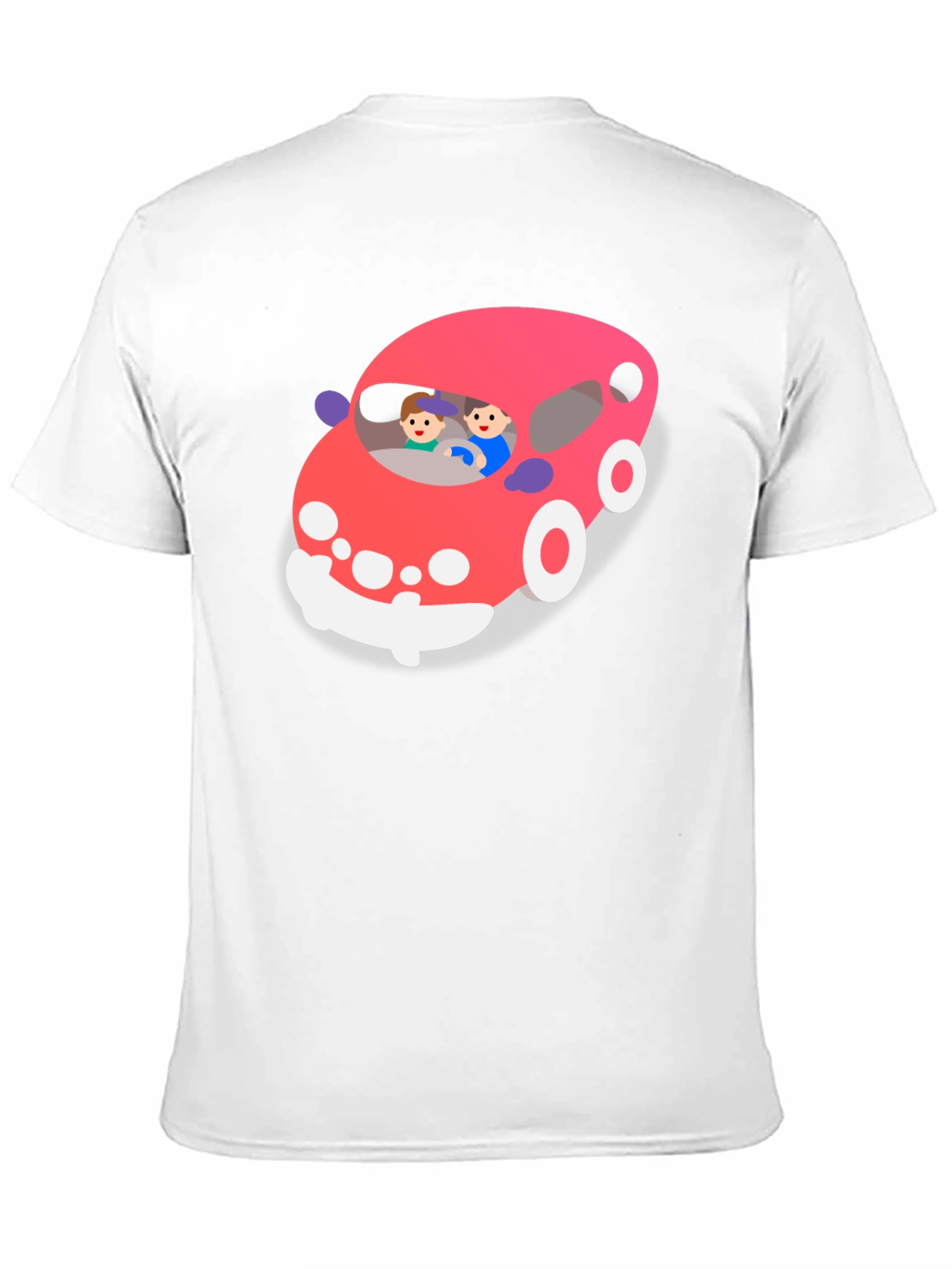 Cartoon Car Graphic T-Shirt - Black Crew Neck Tee