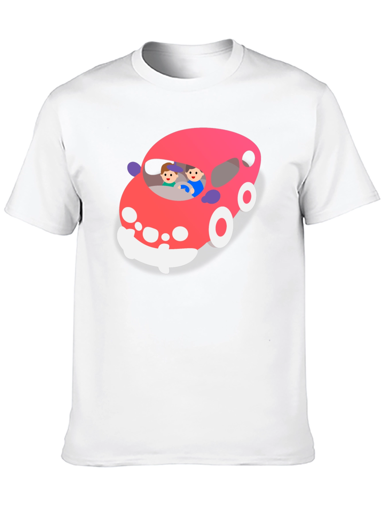 Cartoon Car Graphic T-Shirt - Black Crew Neck Tee