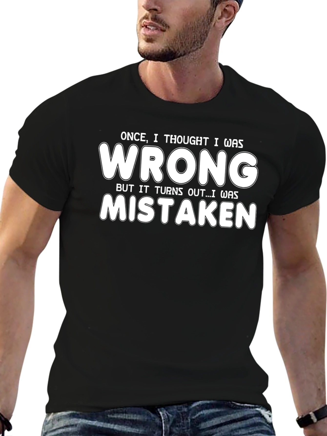 Funny Wrong Graphic Tee - Black Cotton T-Shirt