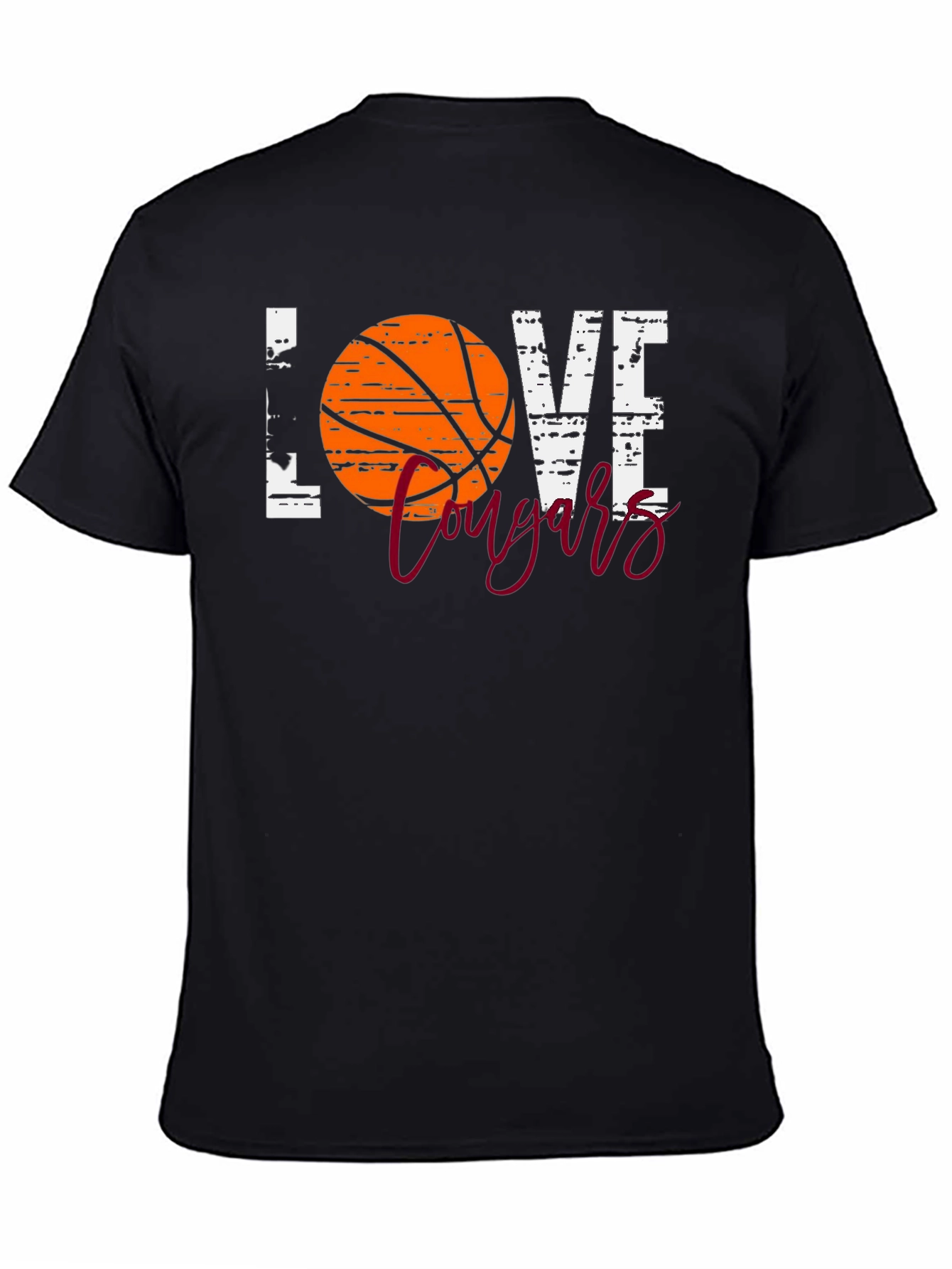 Basketball Love Cougars Black T-Shirt