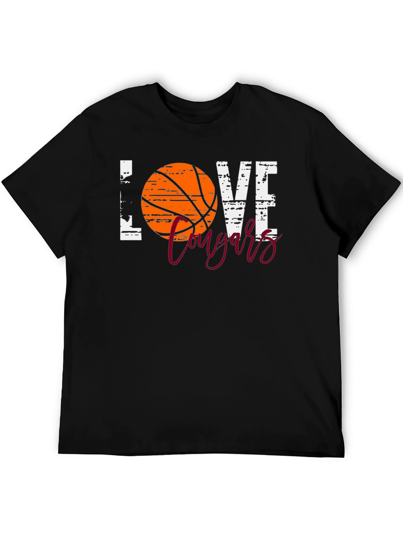 Basketball Love Cougars Black T-Shirt