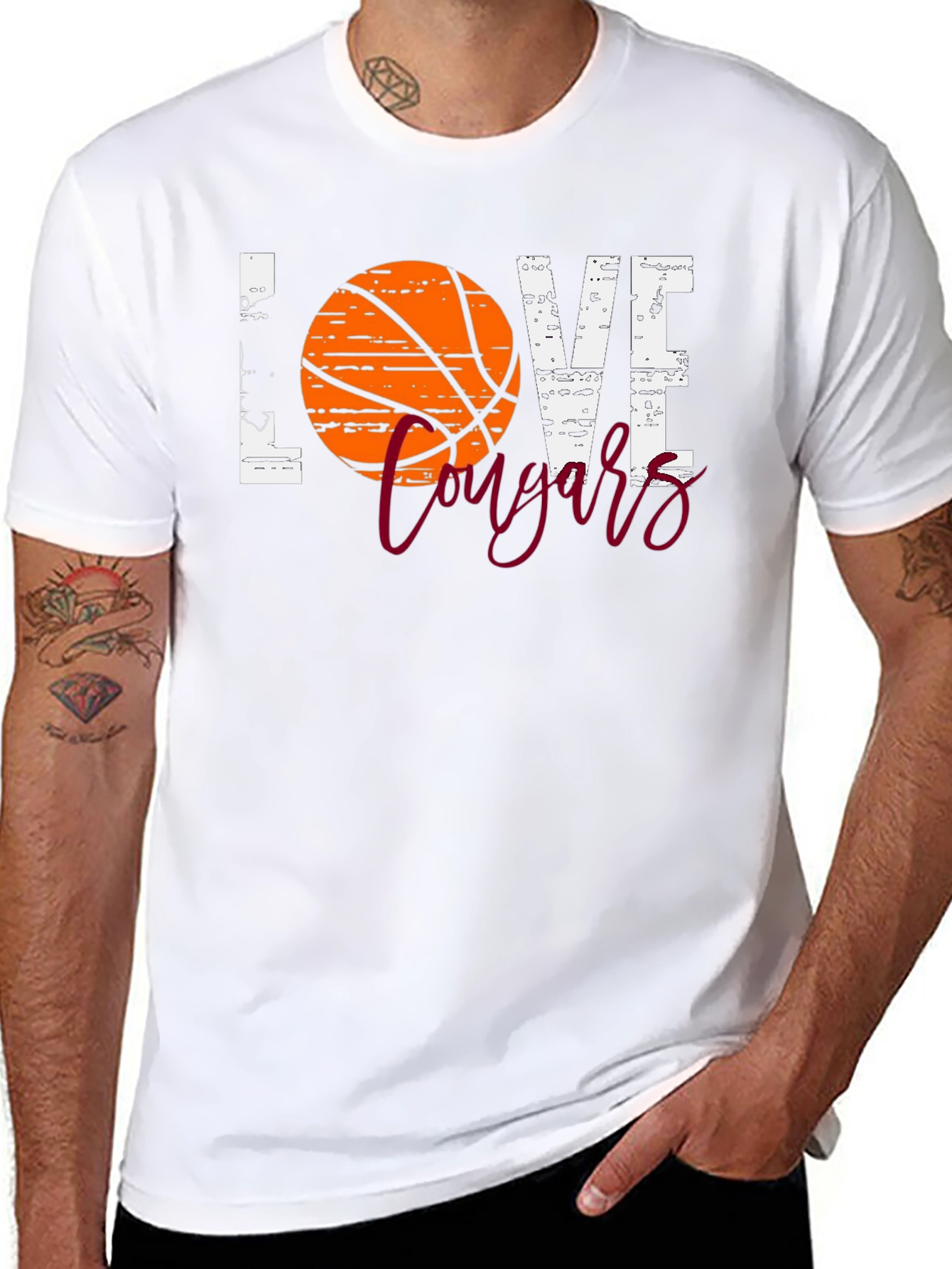 Basketball Love Cougars Black T-Shirt