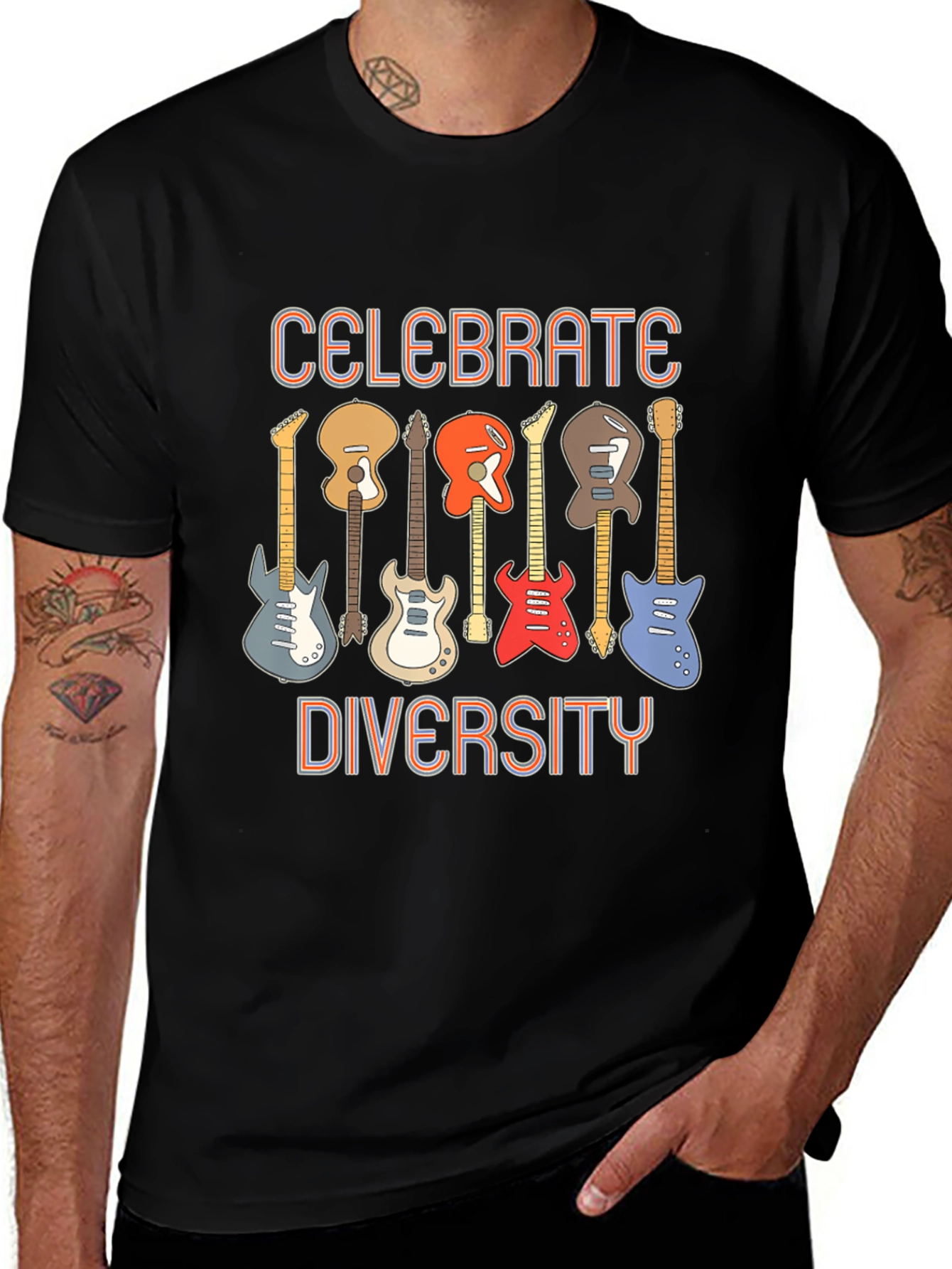 Celebrate Diversity Guitar T-Shirt