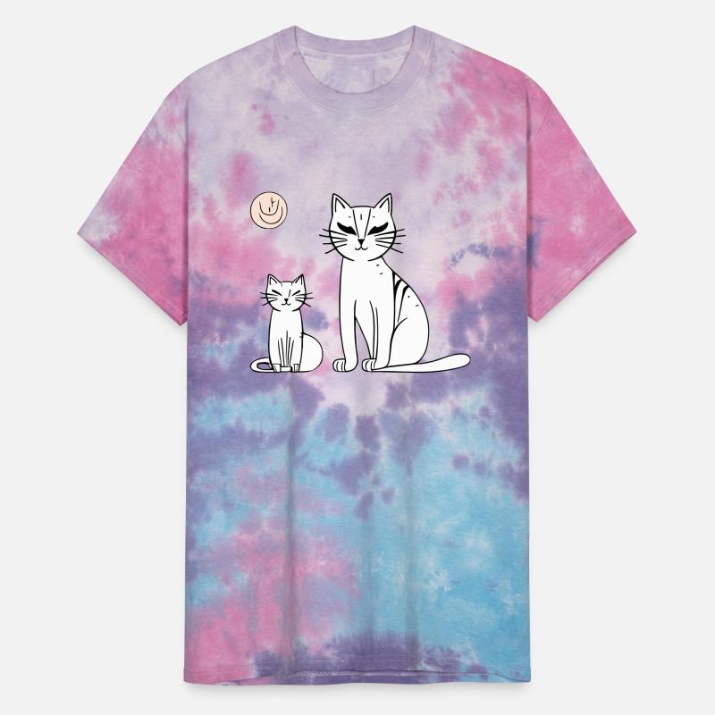Parent and Kitten Cats Doodle Vector three colors